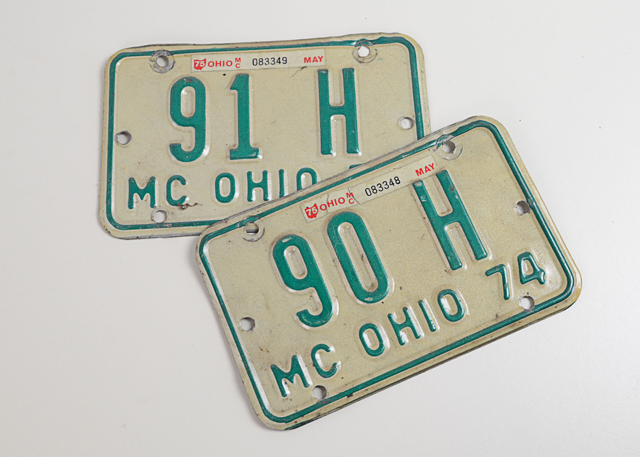 Vintage 1974 Ohio Motorcycle Licenses
