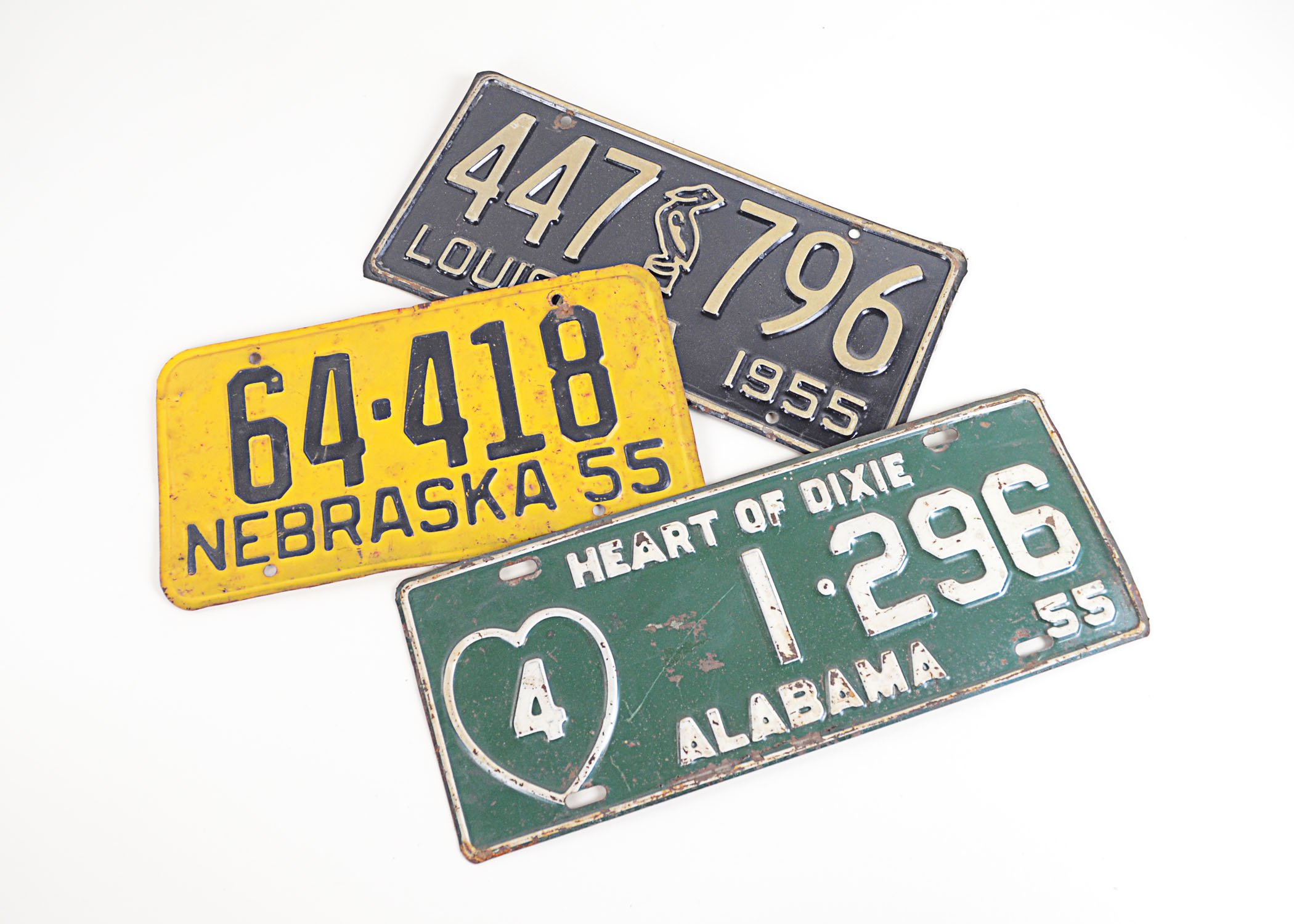 Vintage Lot of Mixed State 1955 License Plates