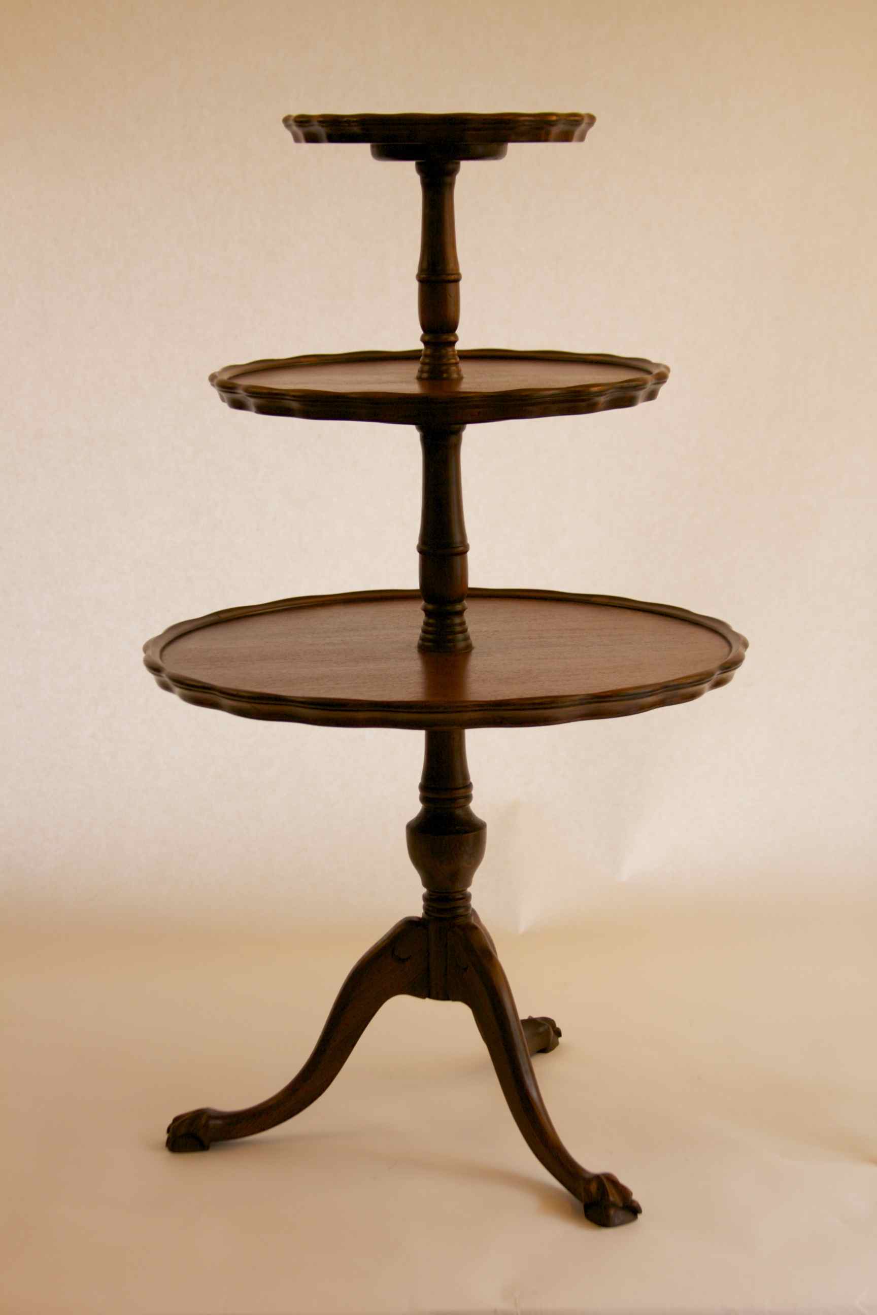 3 Tier Mahogany Piecrust Shaped Table