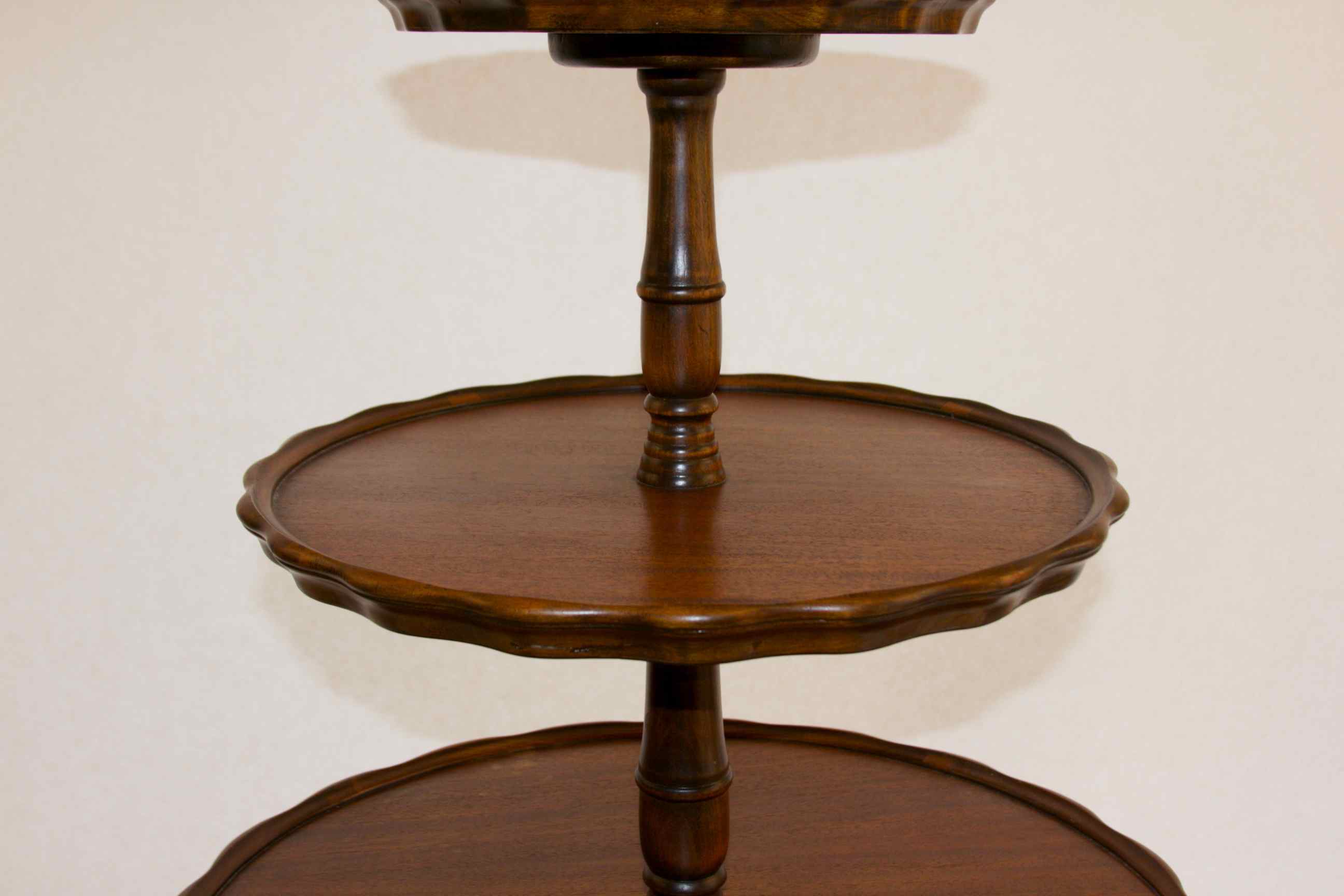 3 Tier Mahogany Piecrust Shaped Table
