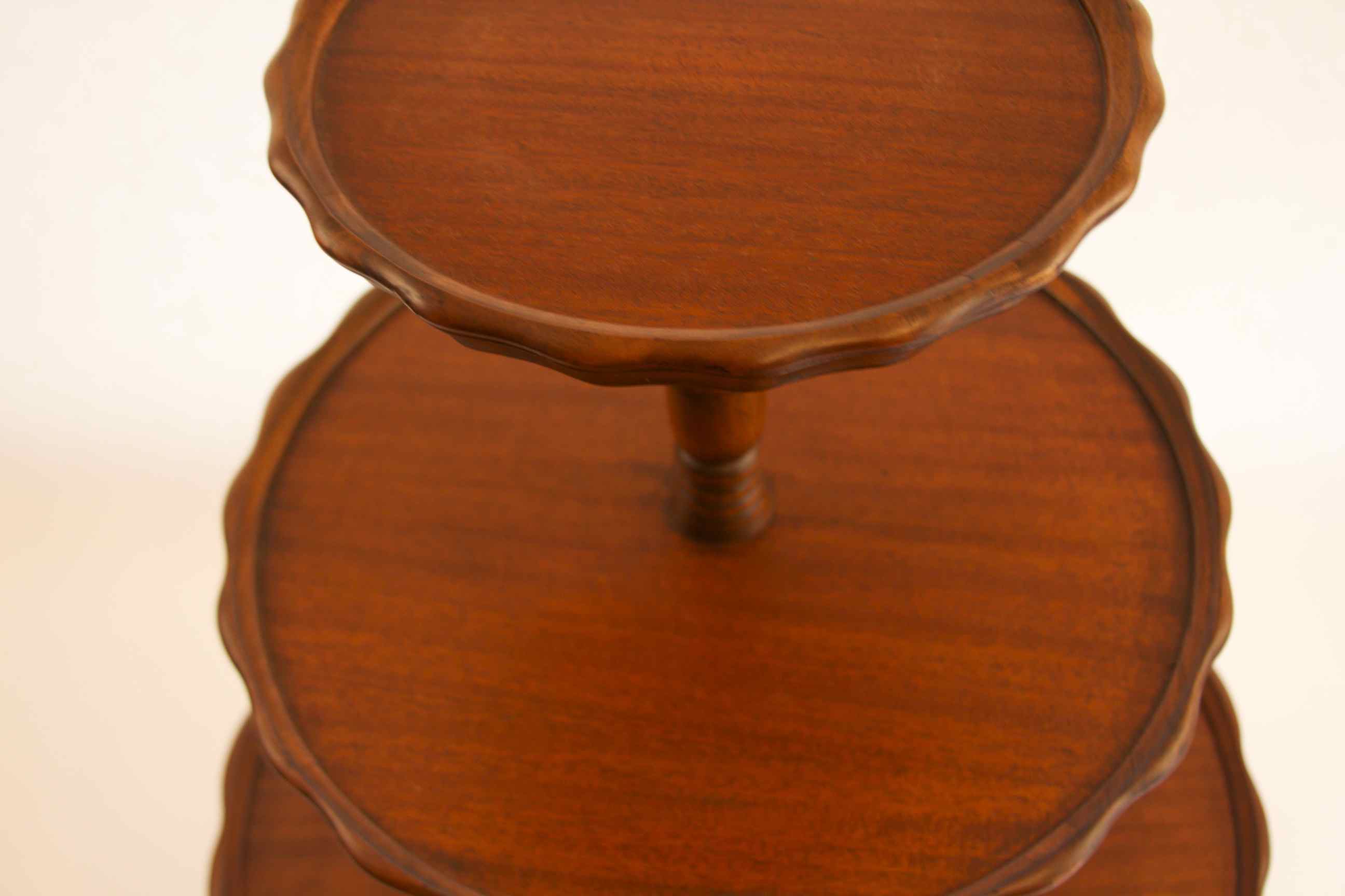 3 Tier Mahogany Piecrust Shaped Table