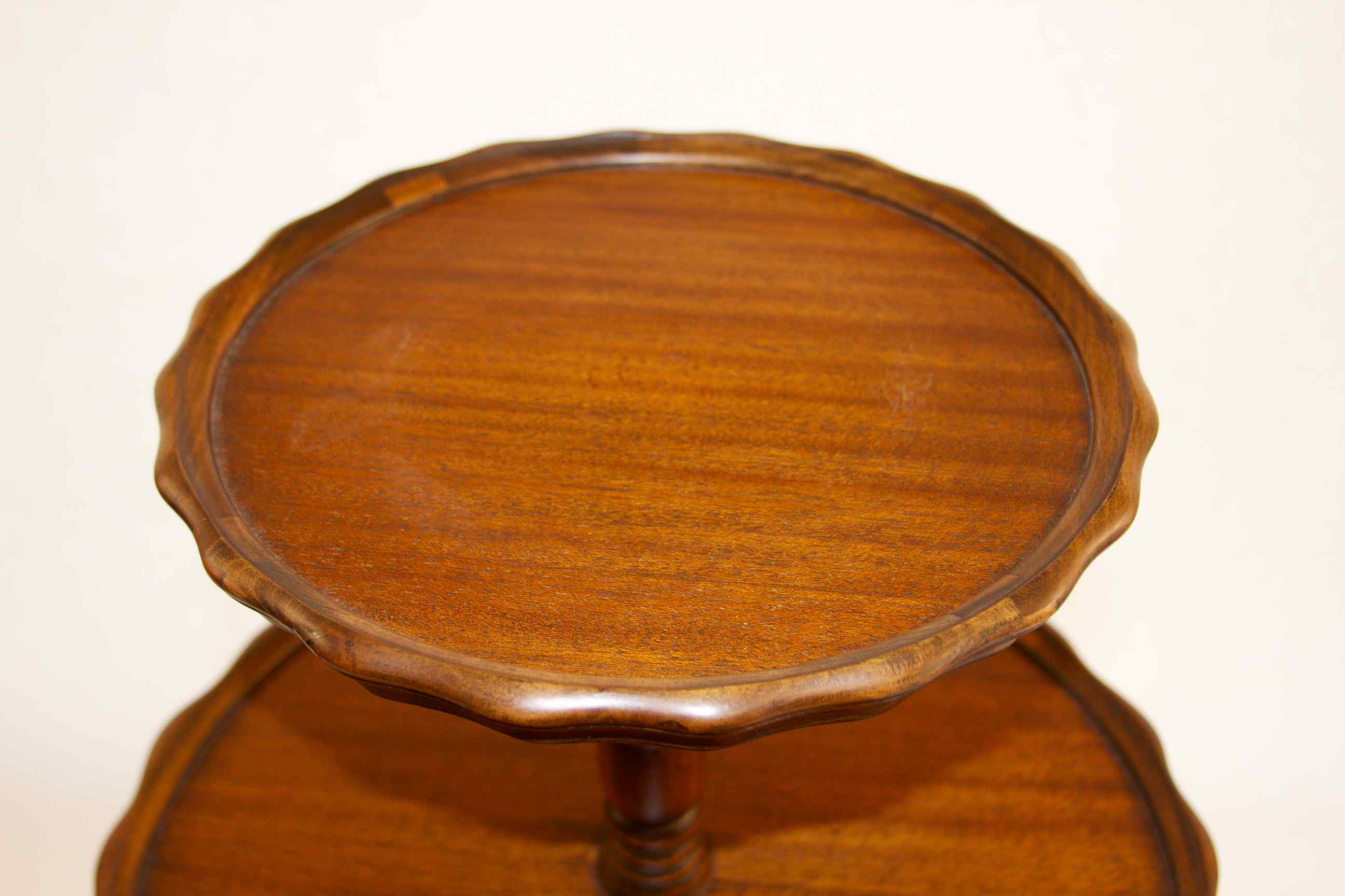 3 Tier Mahogany Piecrust Shaped Table