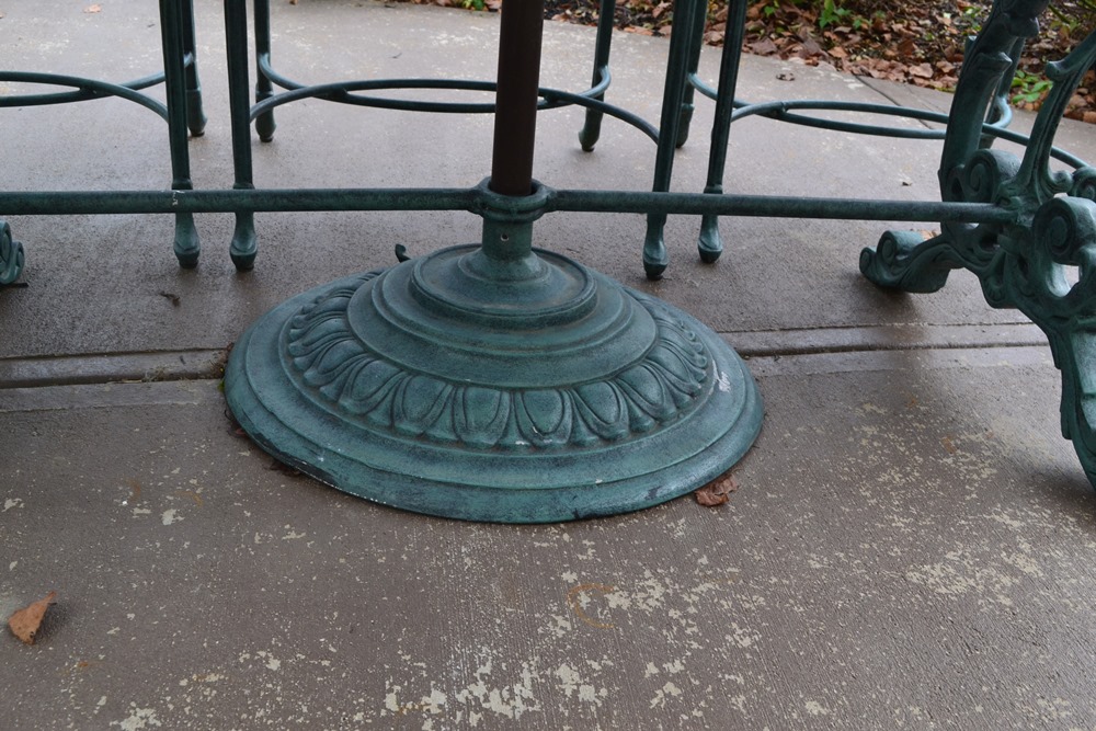 Cast Classics Landgrave Cast Aluminum Patio Set Table 8 Chairs & Umbrella