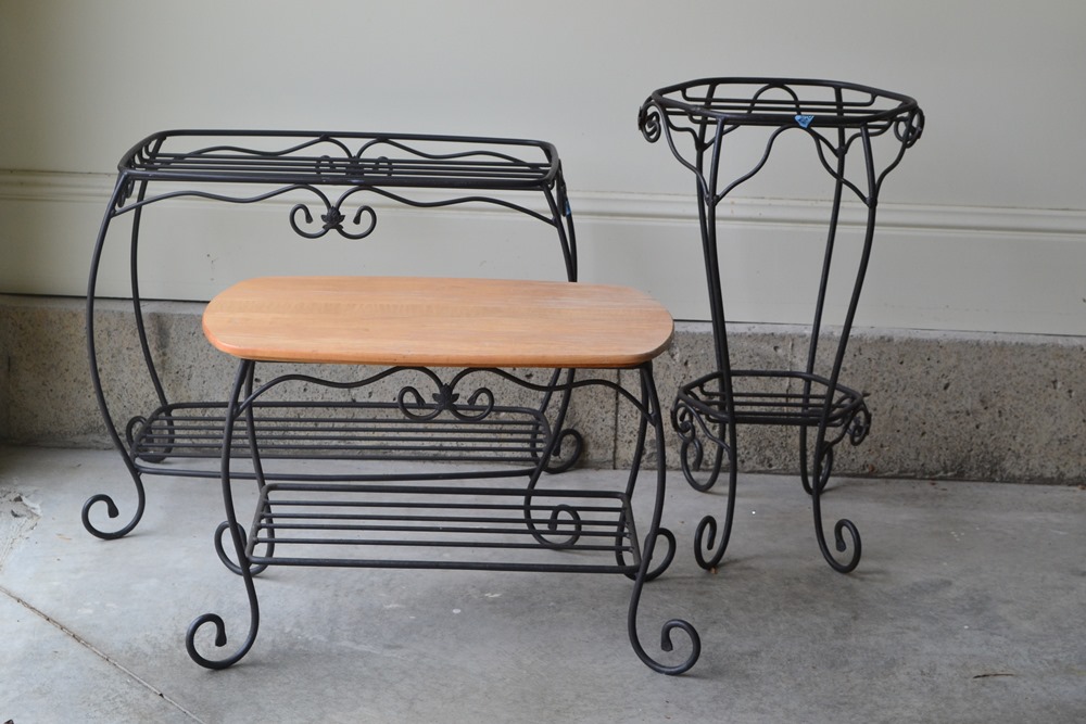 2 Wrought Iron Longaberger Basket Stands & 1 Plant Stands