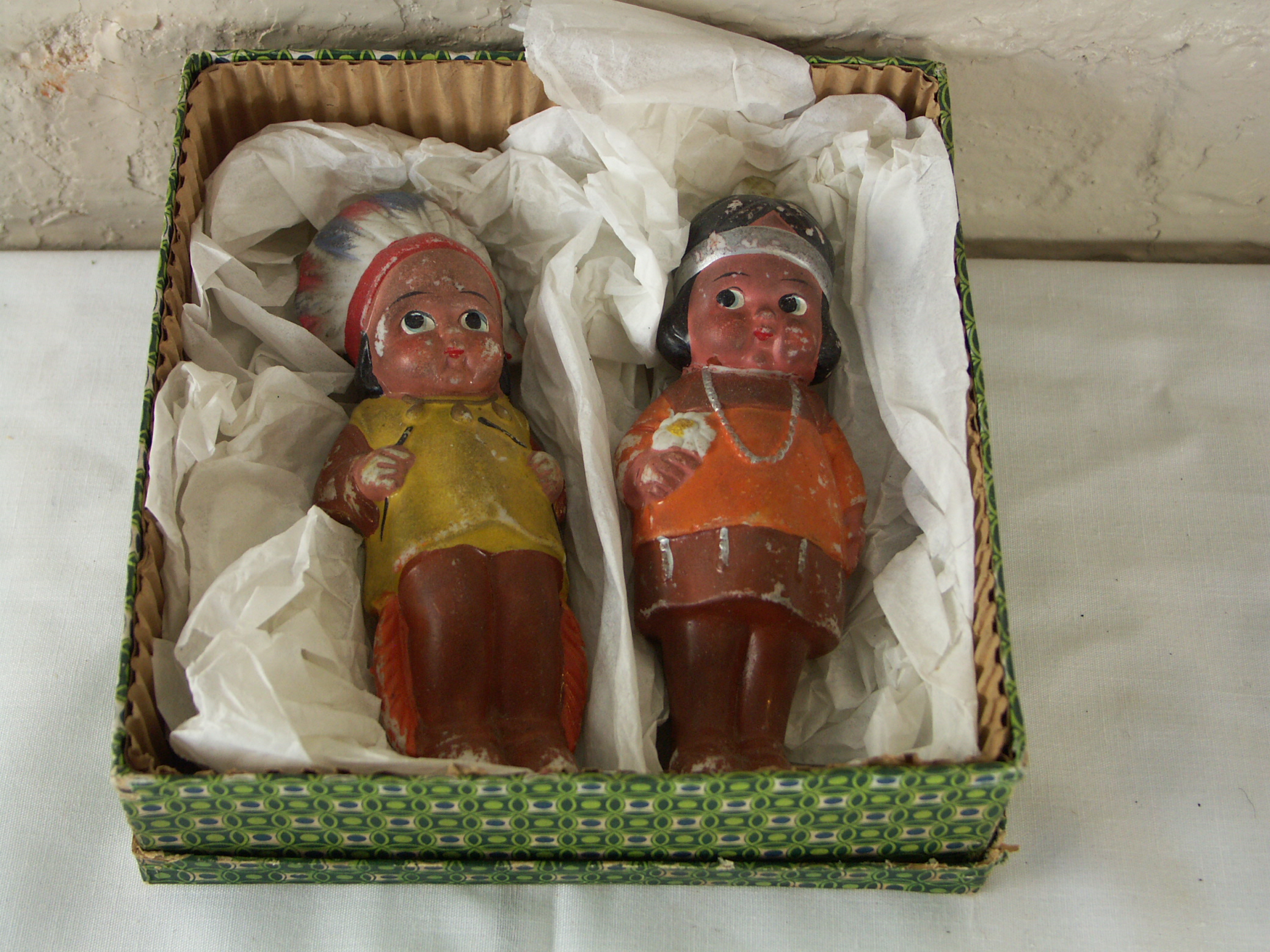Vintage Porcelain Japanese Kewpie Native American Dolls
