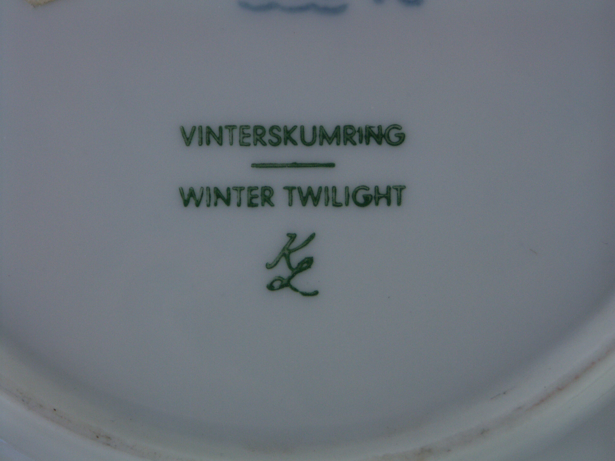 Royal Copenhagen 1974 "Winter Twilight" Collectible Owl Plate