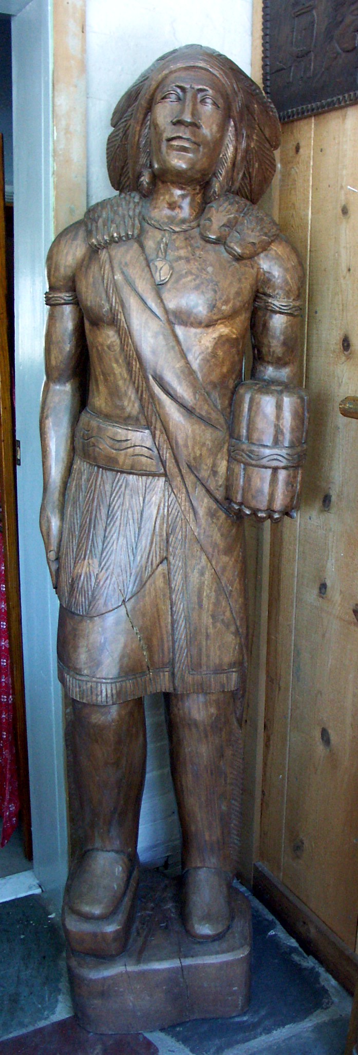 6' Antique Carved Wood Cigar Store Indian