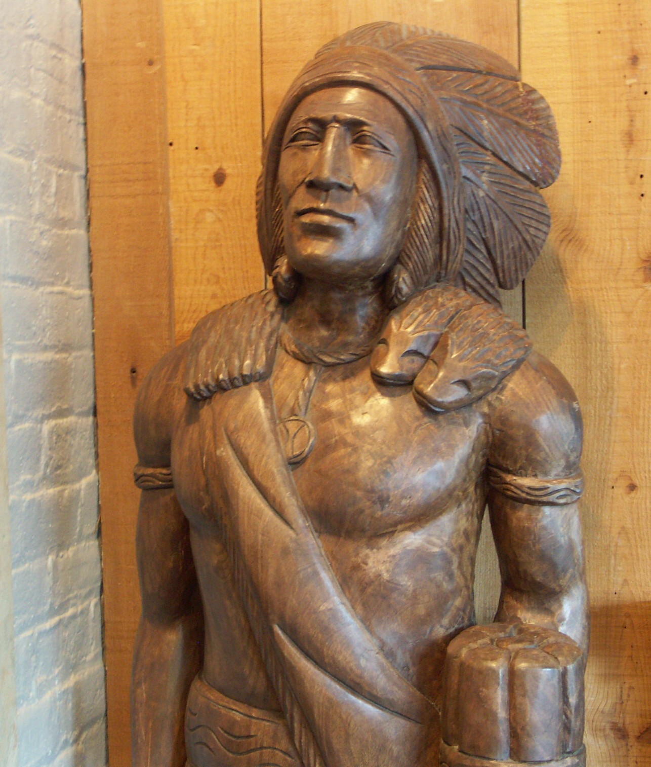6' Antique Carved Wood Cigar Store Indian