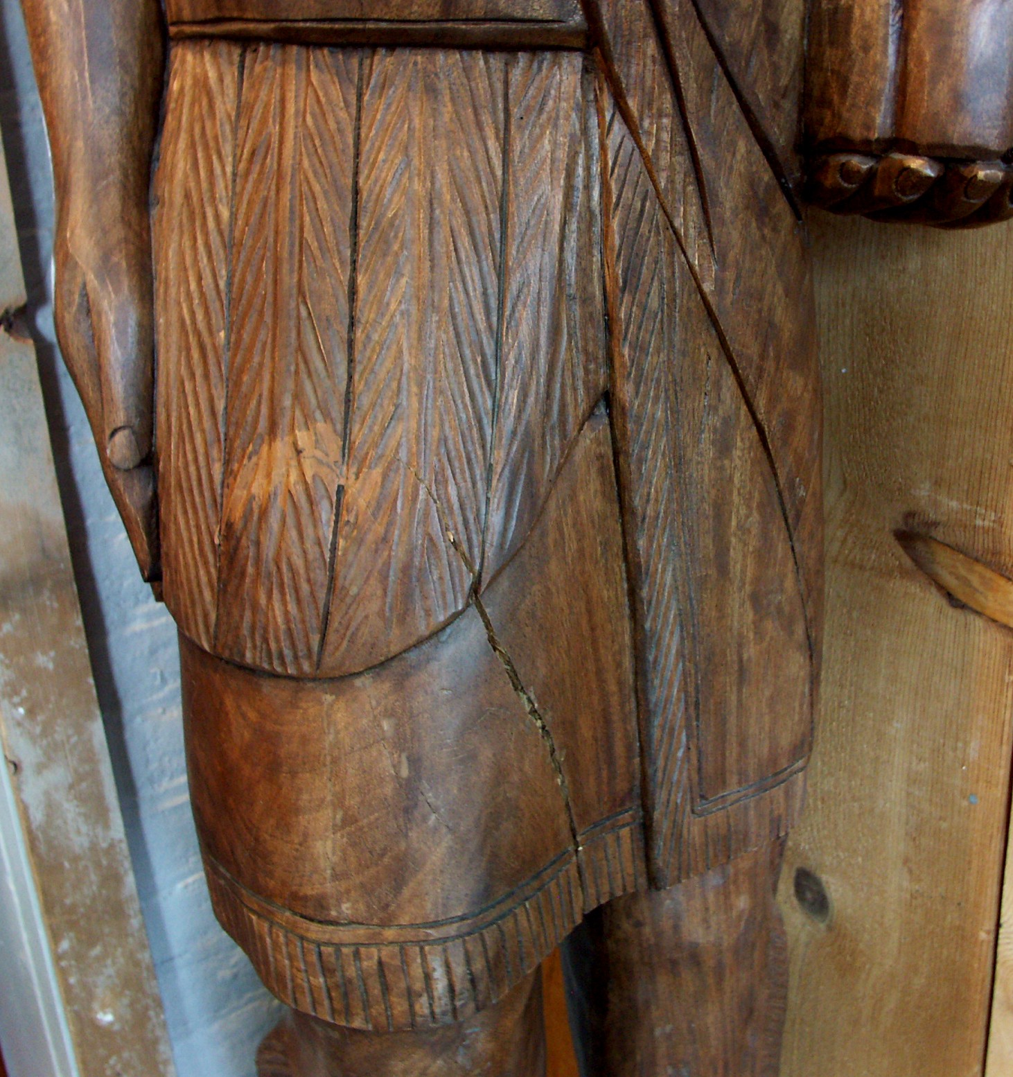 6' Antique Carved Wood Cigar Store Indian