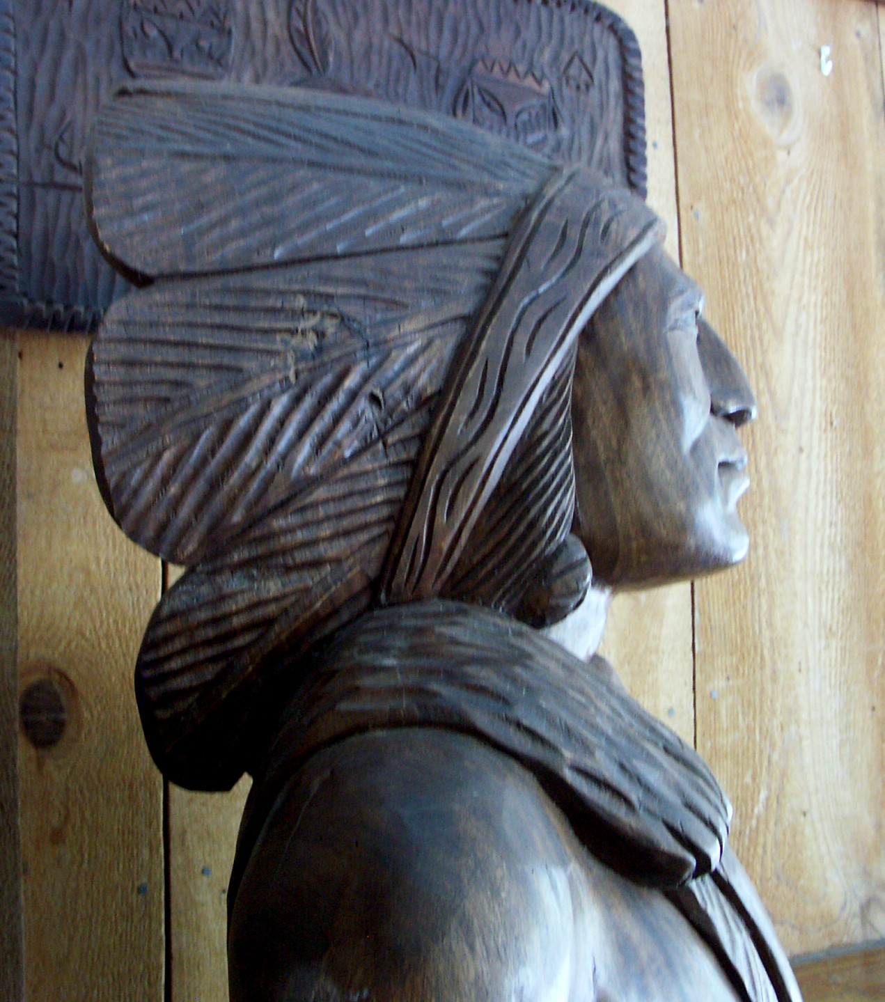 6' Antique Carved Wood Cigar Store Indian