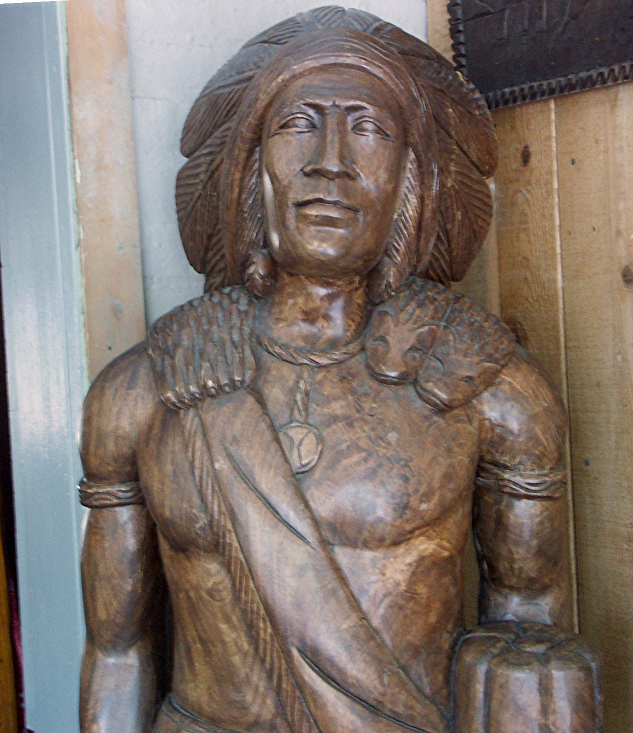 6' Antique Carved Wood Cigar Store Indian