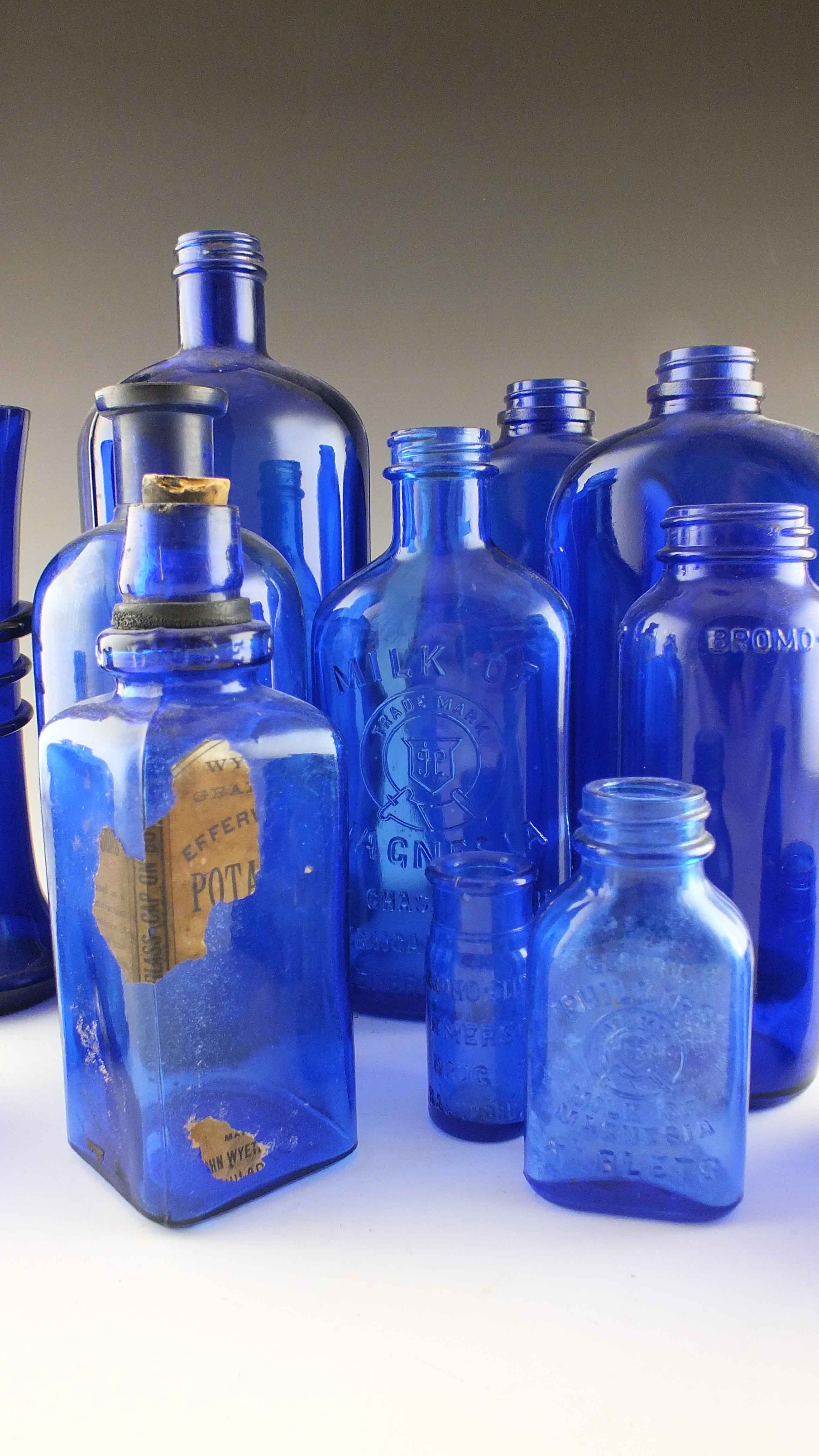 Vintage Cobalt Blue Bottles
