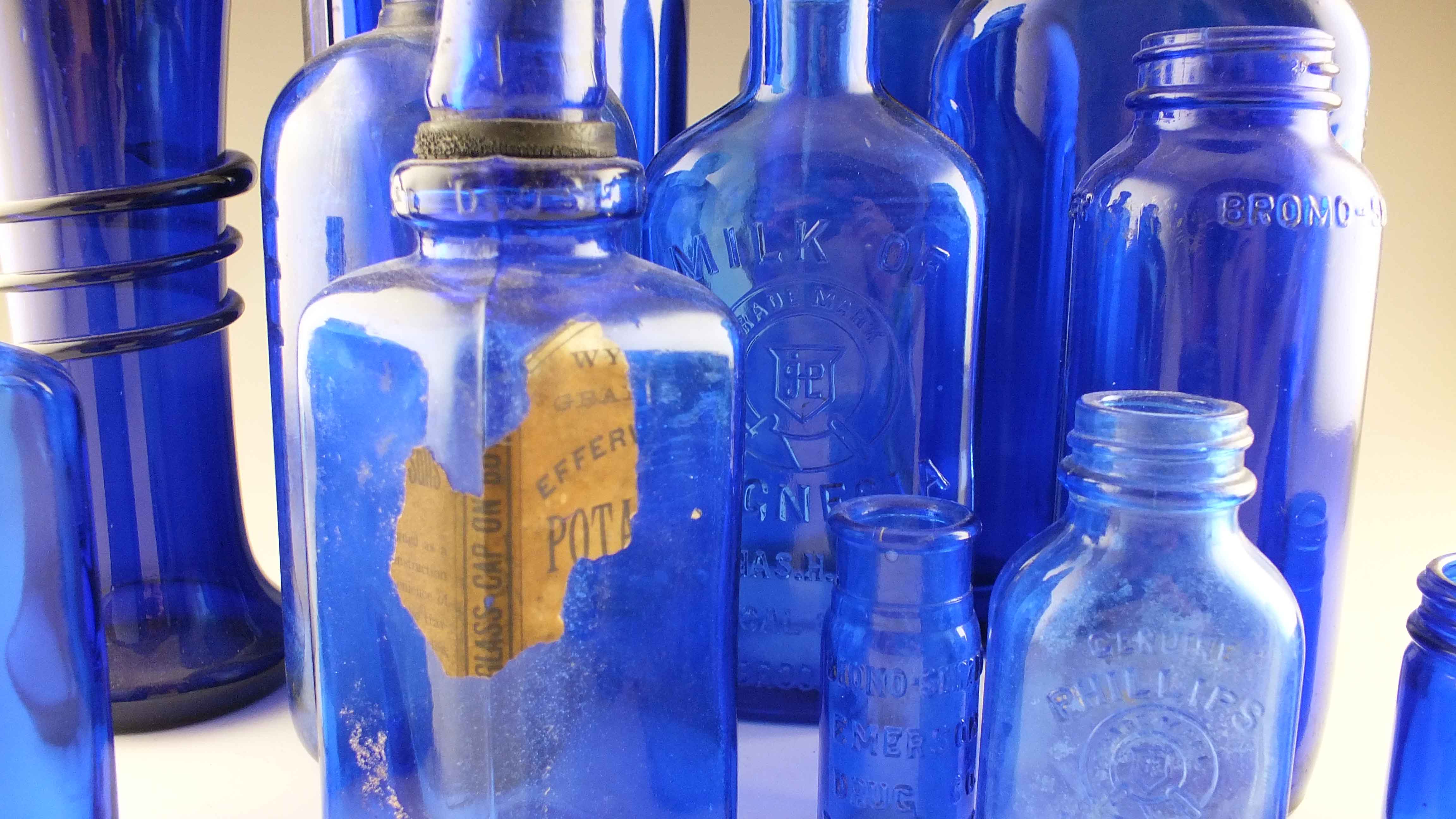 Vintage Cobalt Blue Bottles