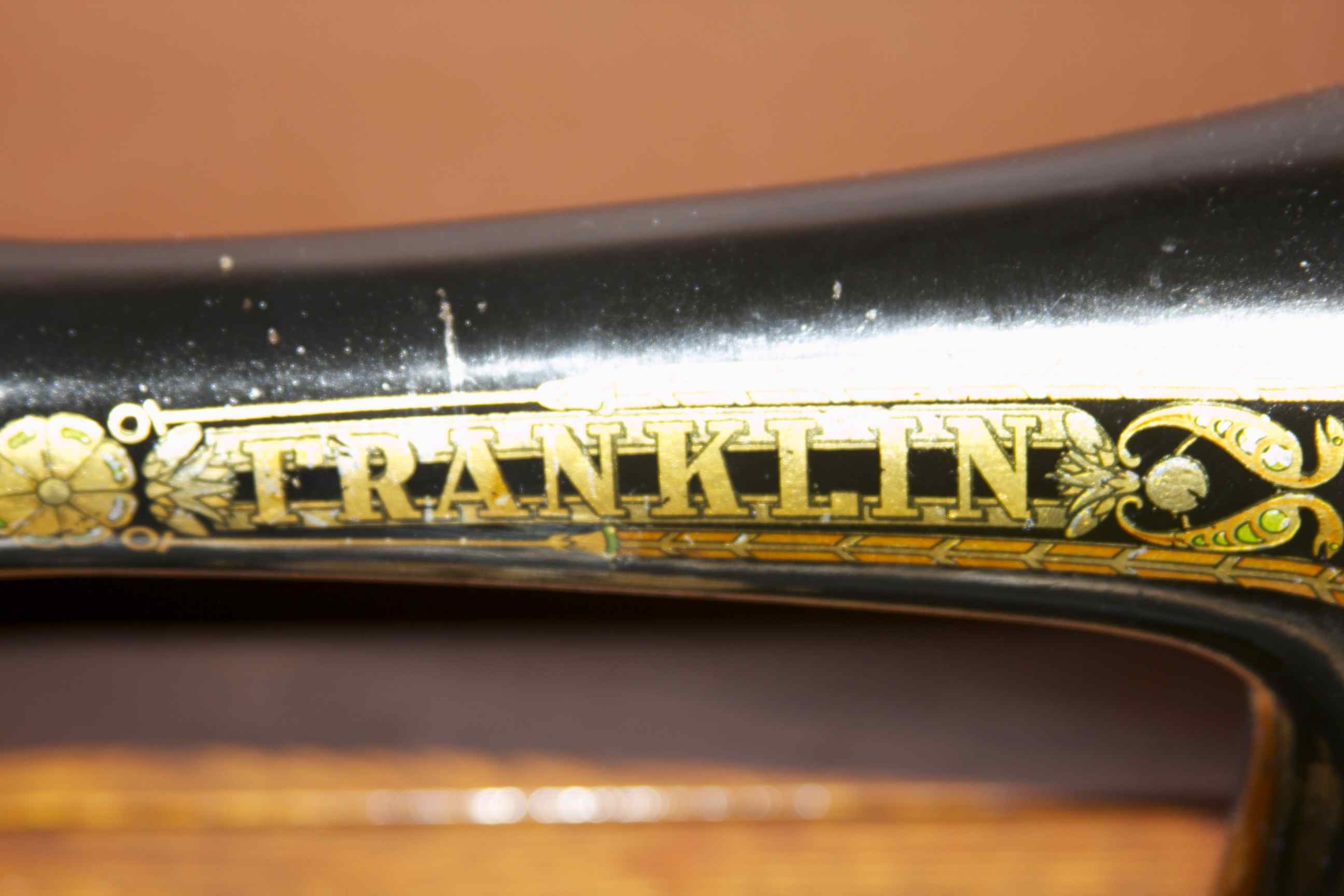 Antique Franklin Treadle Sewing Machine In Oak Cabinet