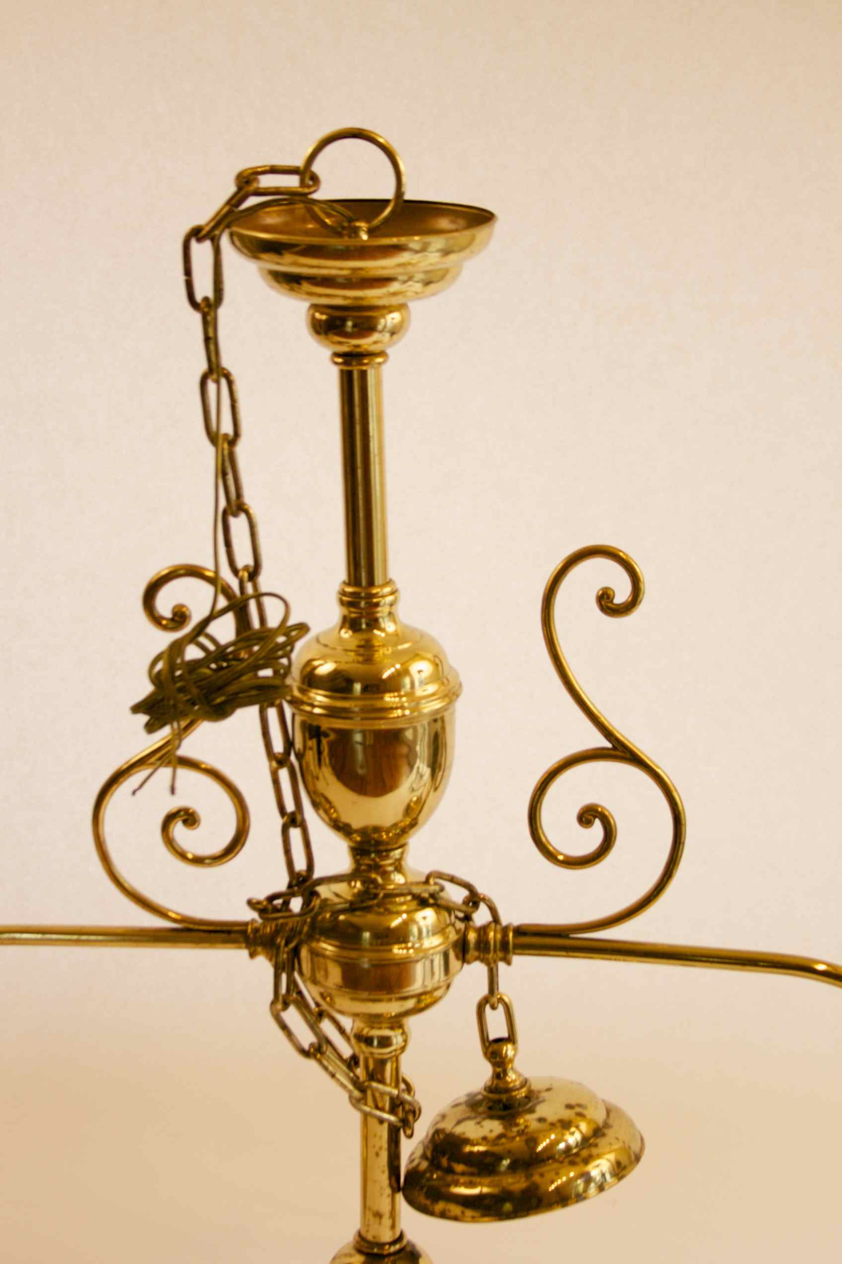 Three Light Brass Chandelier