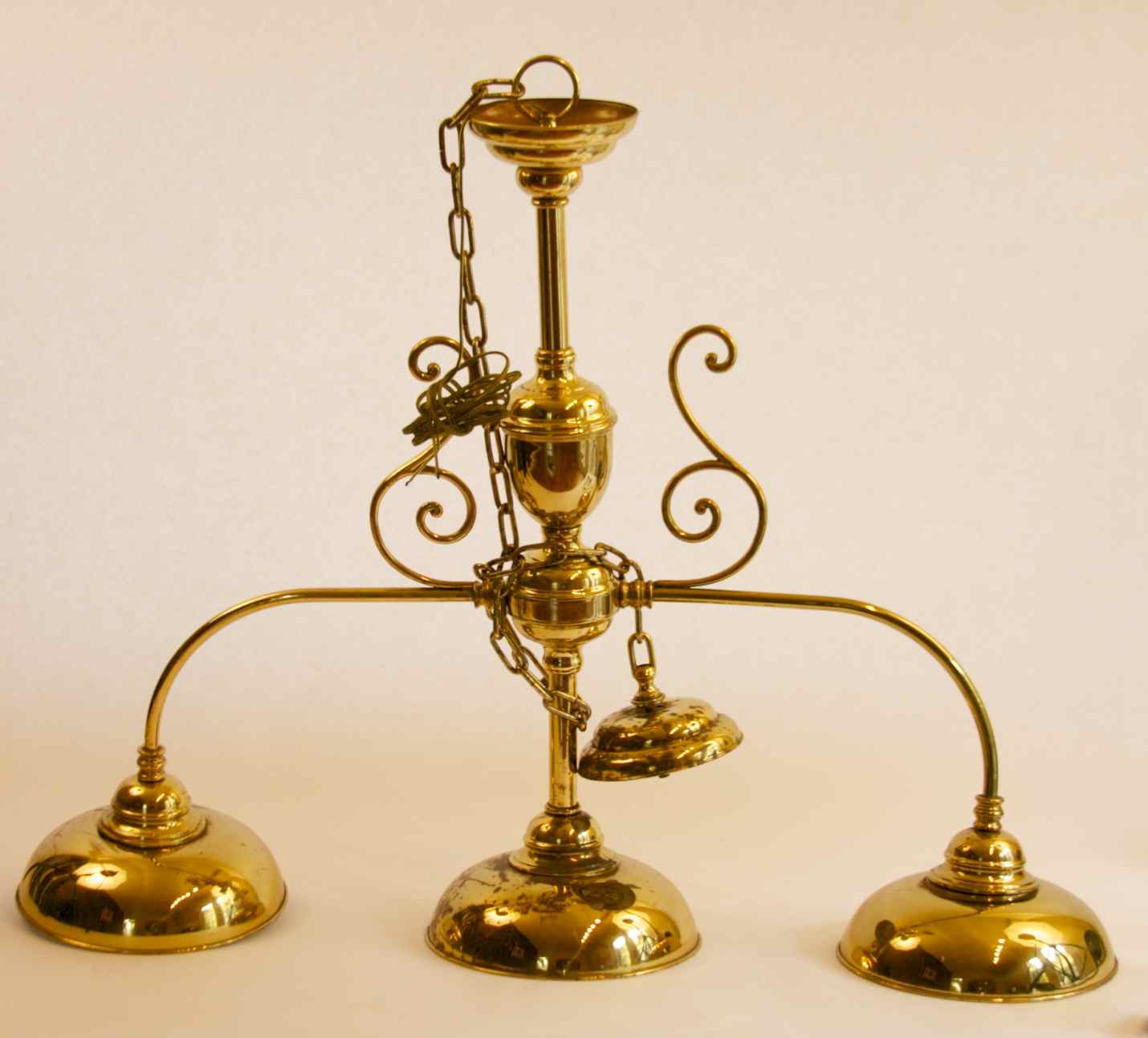 Three Light Brass Chandelier