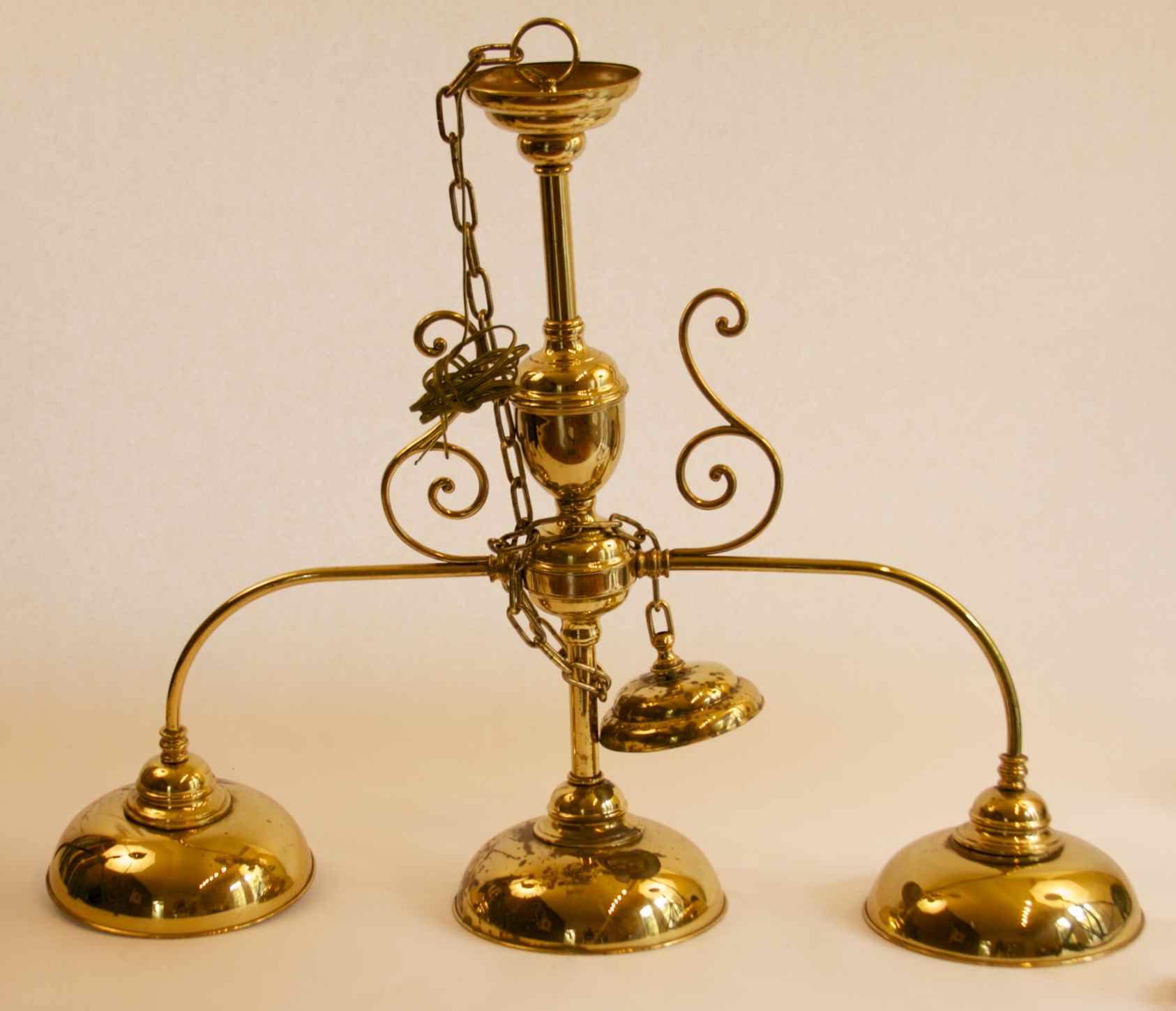 Three Light Brass Chandelier