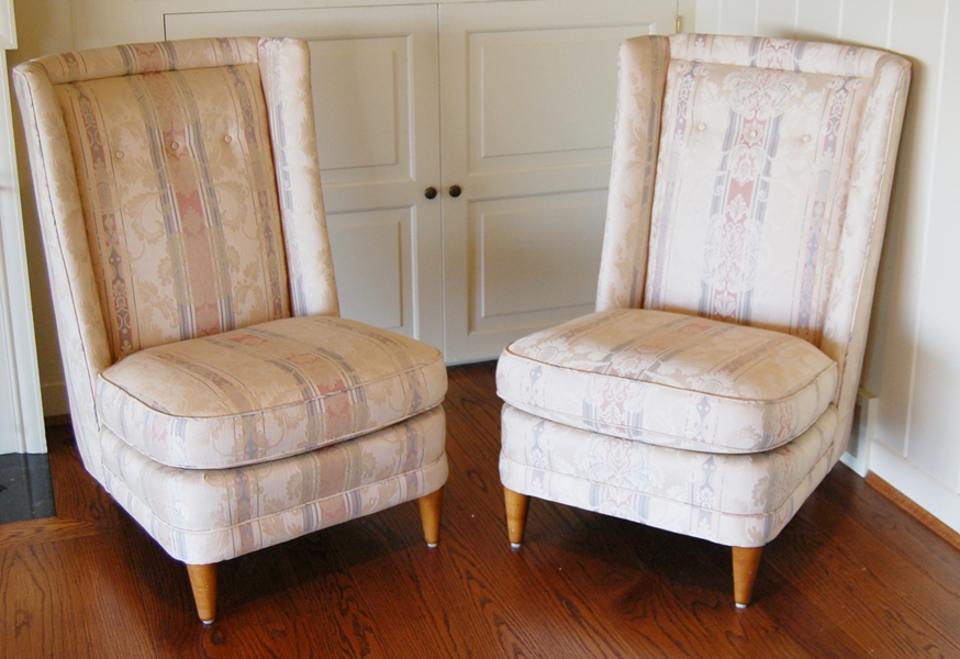 Pair of High-back Paul Laszlo Slipper Chairs 