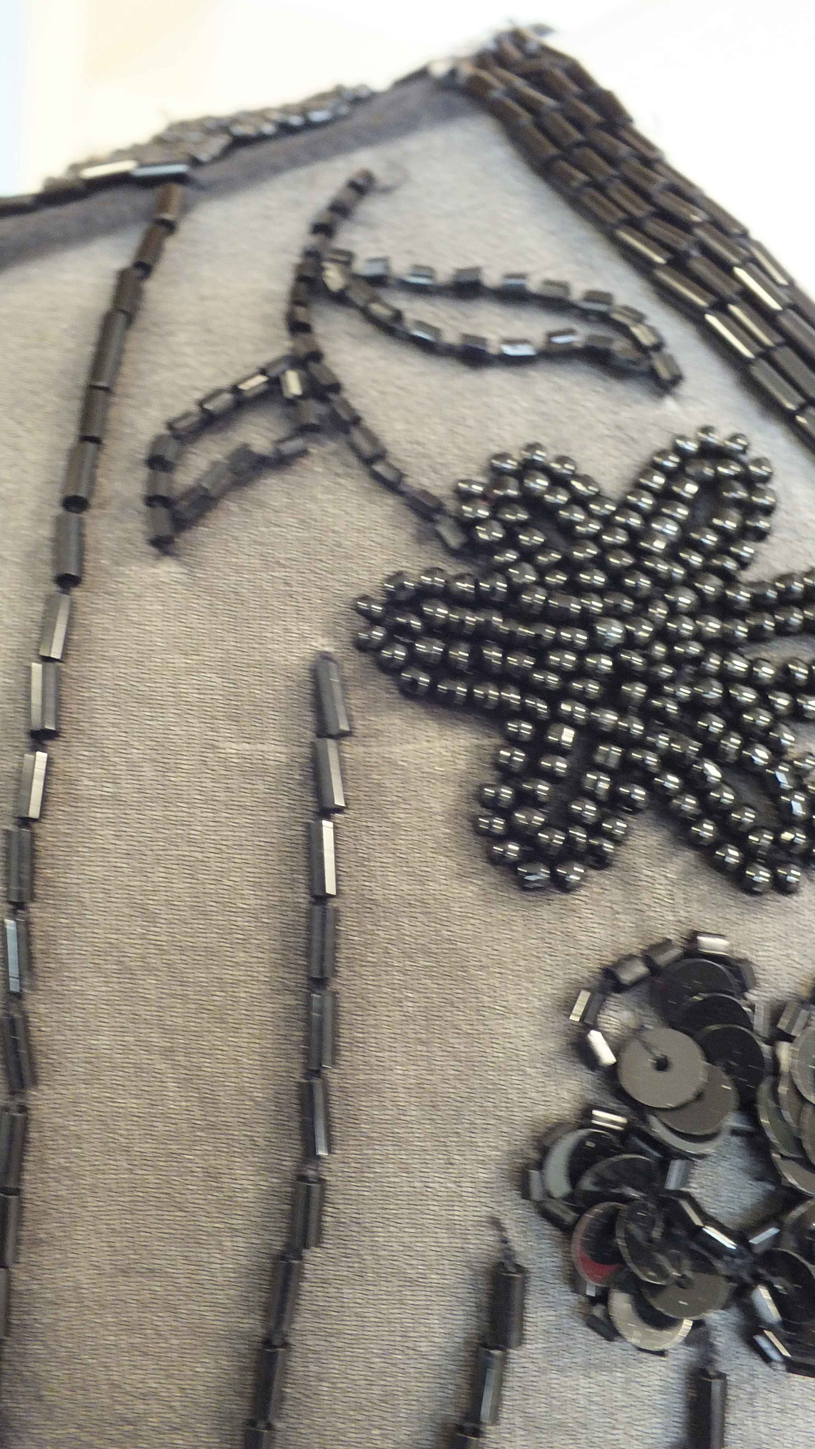 A.J. Bari Black Beaded Silk Dress