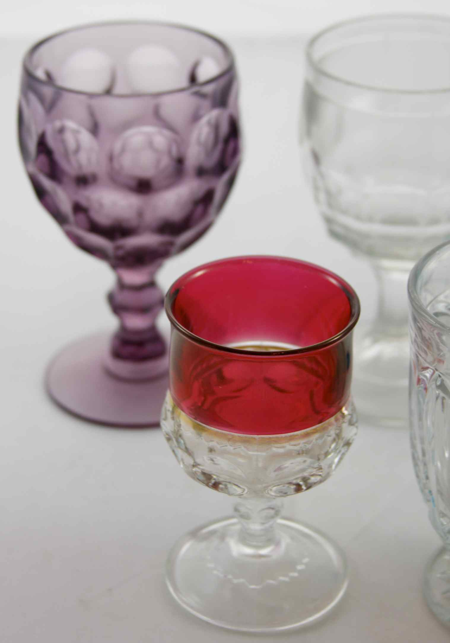 Lot of 5 Pressed Glass Goblets