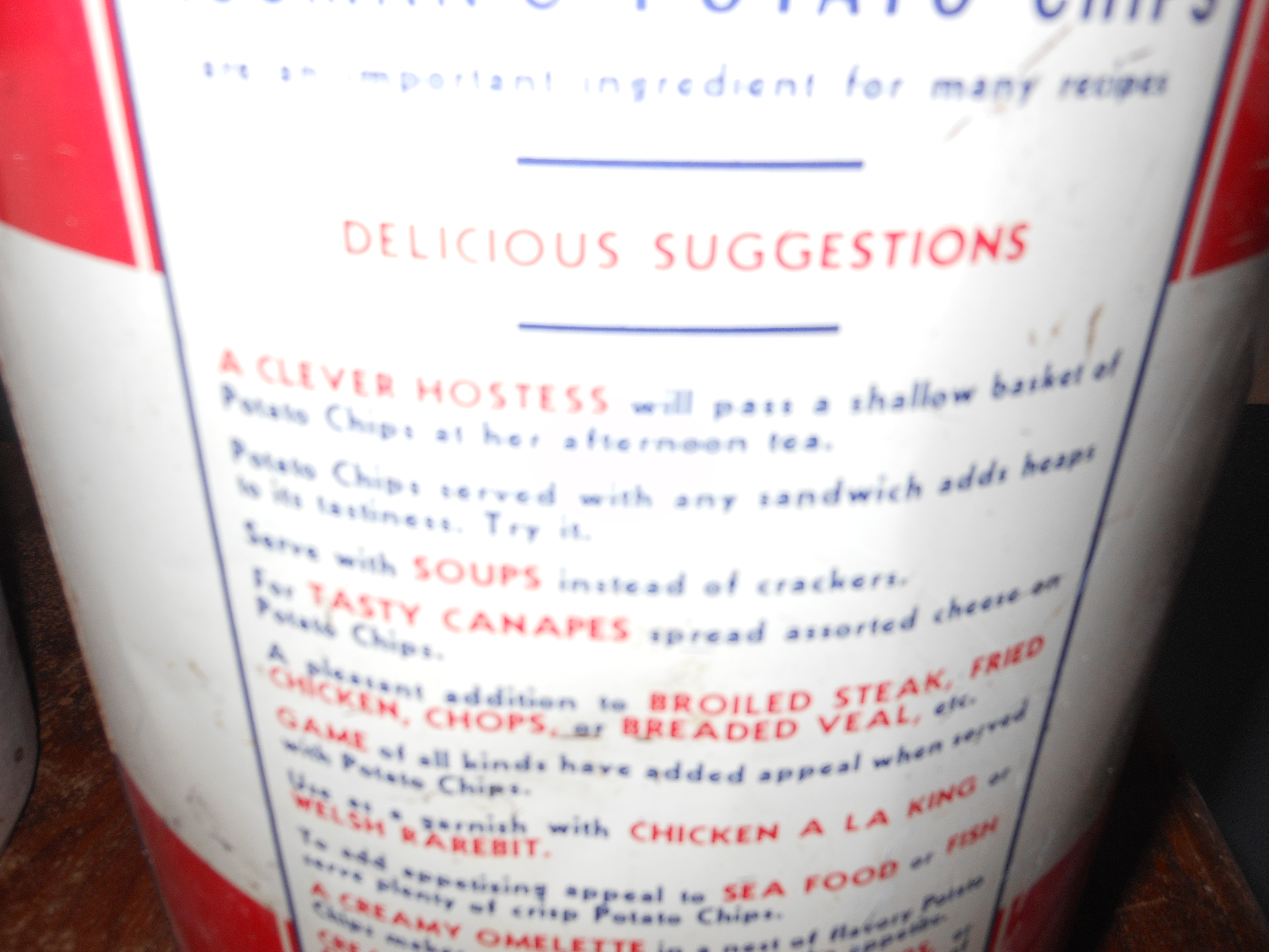 Vintage Husman Potato Chip Can and Old Crock