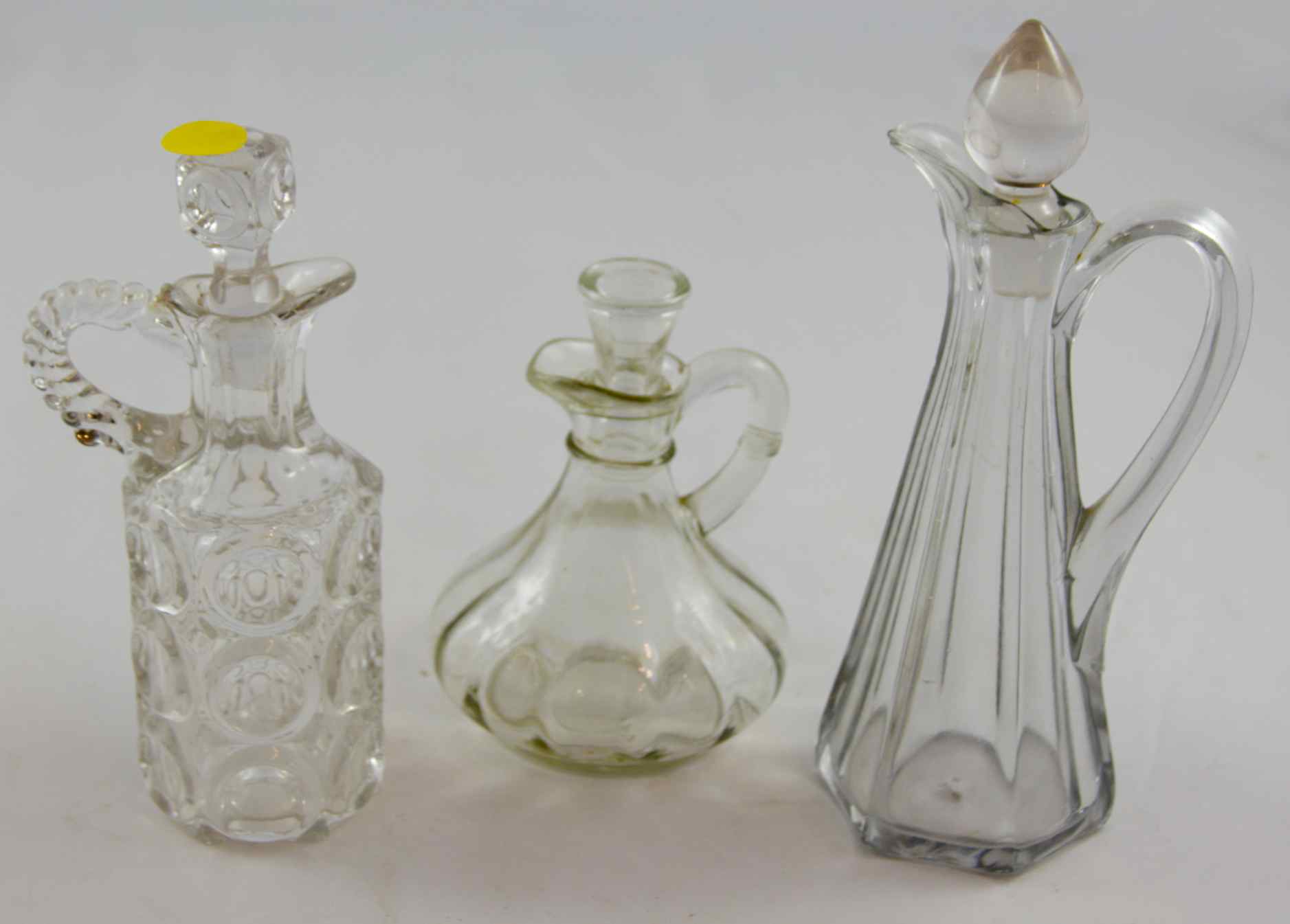 Lot of 3 Vintage Clear Glass Cruets