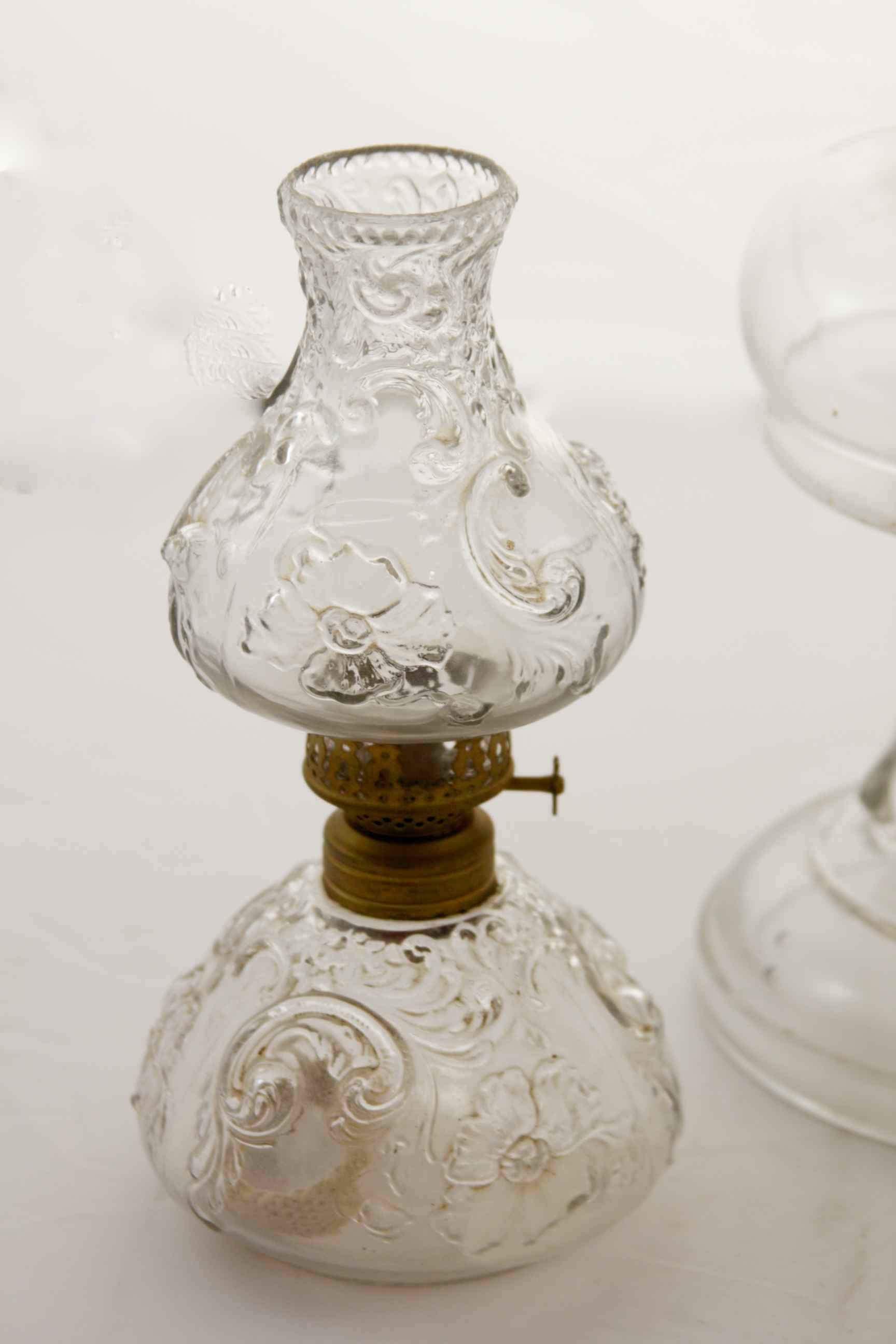 Lot of 3 Vintage Oil Lamps, 1 Electrified