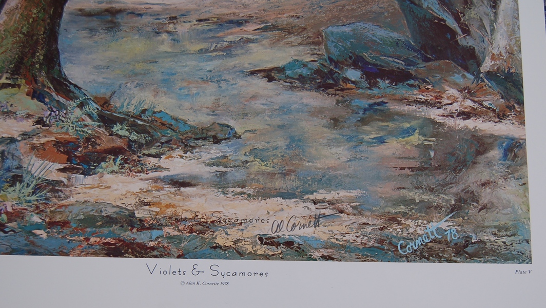 "Violets and Sycamores" Print by Al Cornett 1978