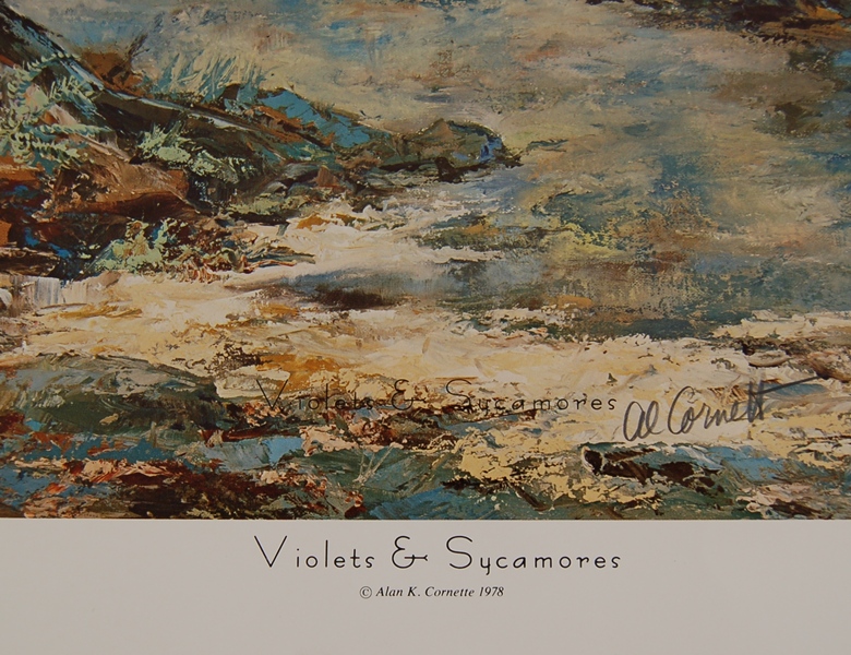 "Violets and Sycamores" Print by Al Cornett 1978