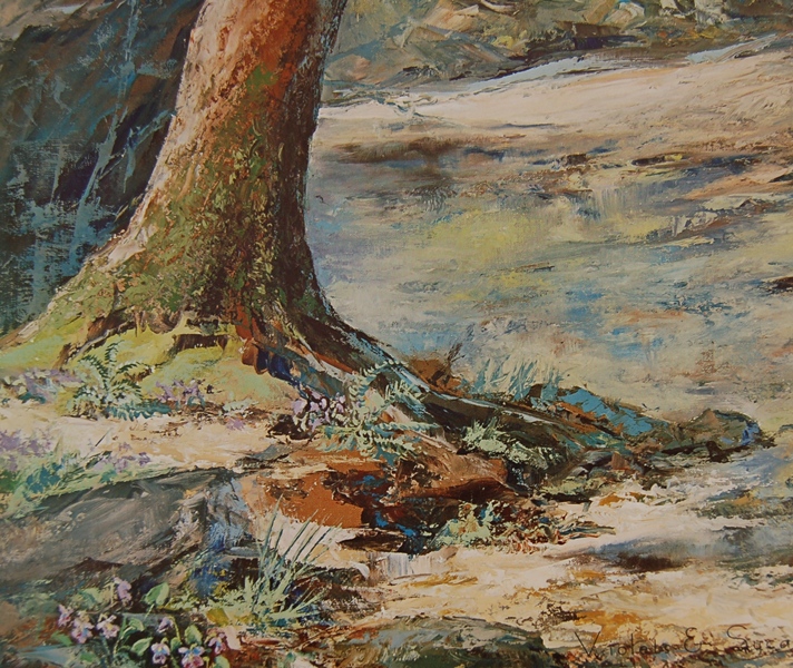 "Violets and Sycamores" Print by Al Cornett 1978