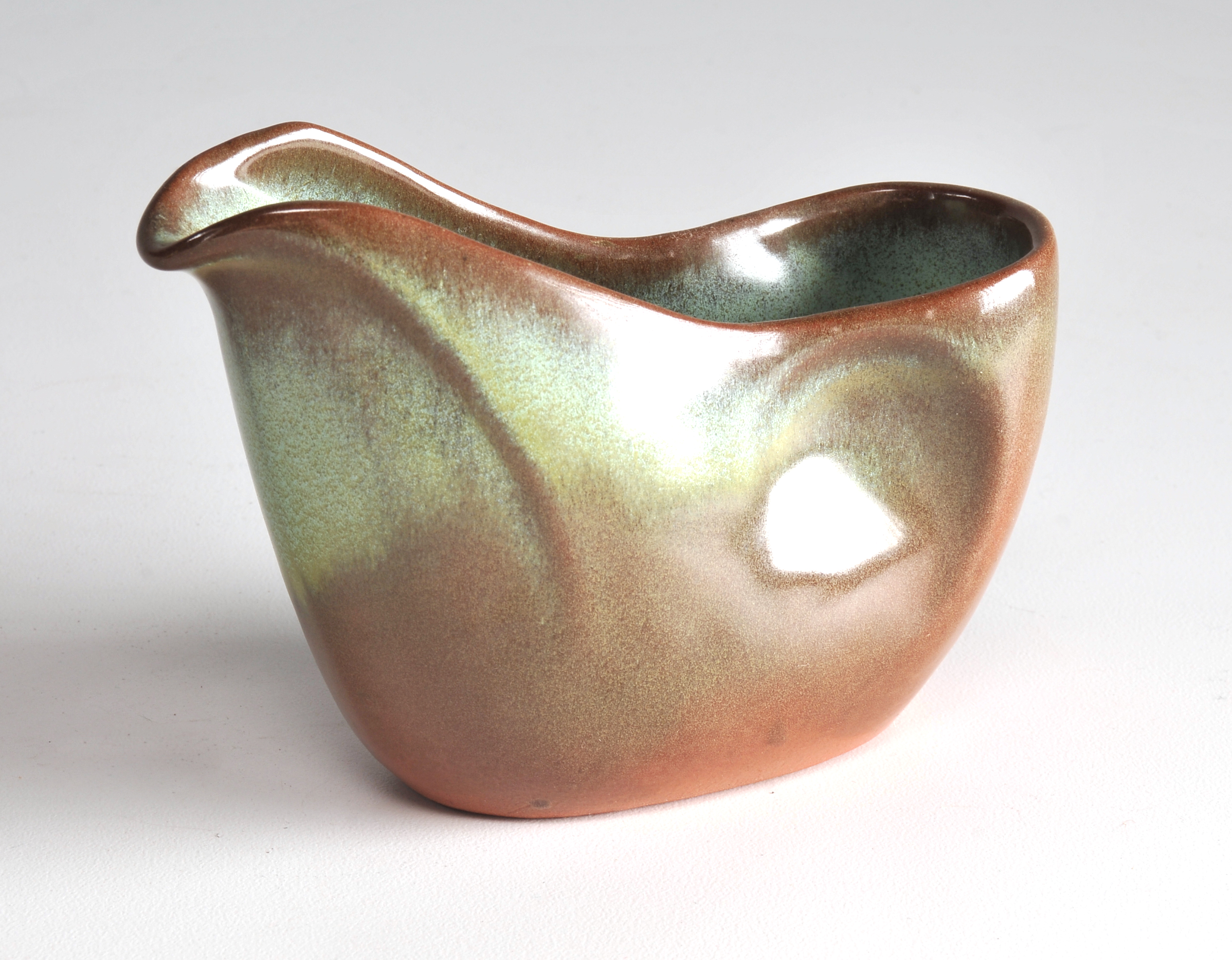 Vintage Frankoma Pottery Creamer and Sugar with Lid in Prairie Green