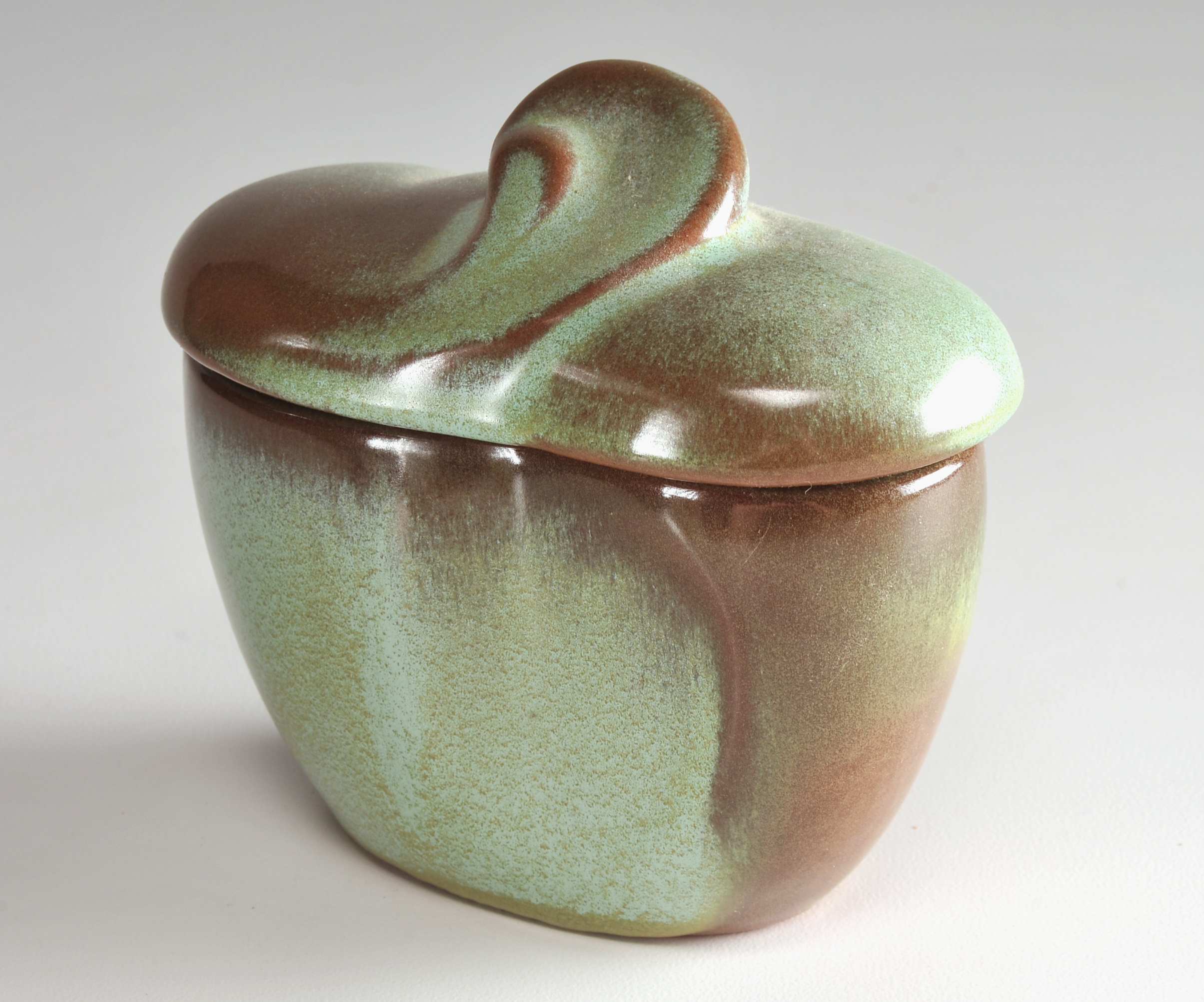 Vintage Frankoma Pottery Creamer and Sugar with Lid in Prairie Green