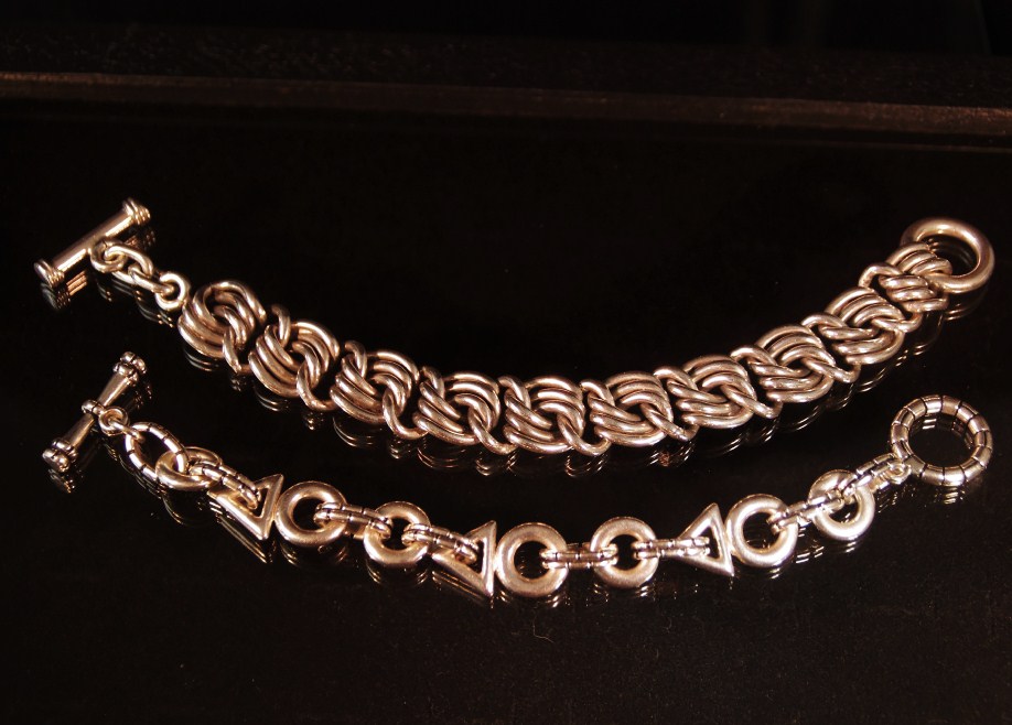 Two Heavy Silver Bracelets; one marked '925'