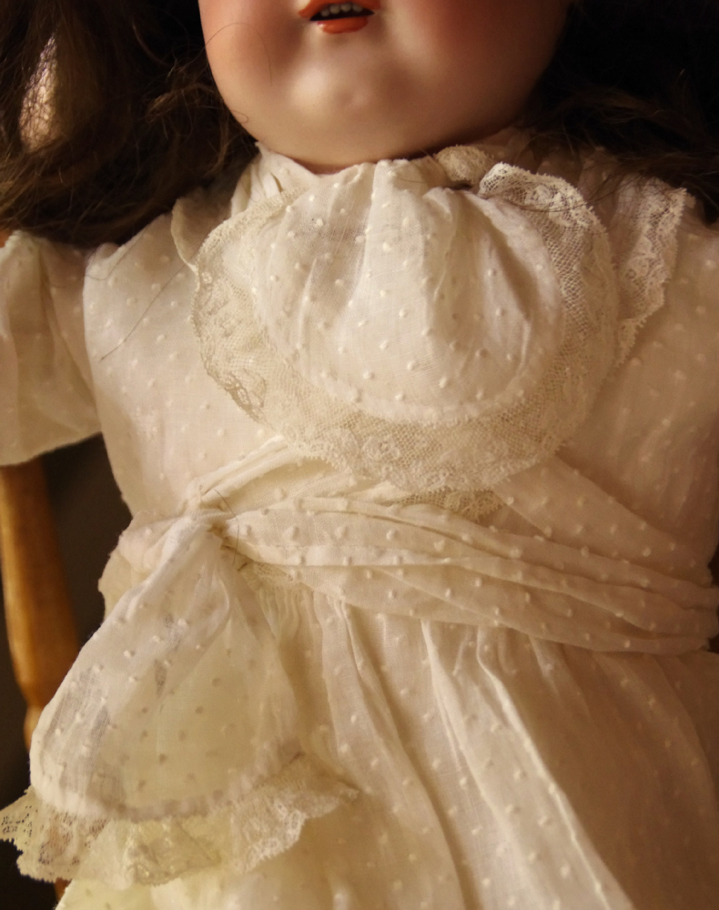 Beautiful Victorian Era Porcelain Doll, Leather Kid Body and Sawdust Filling
