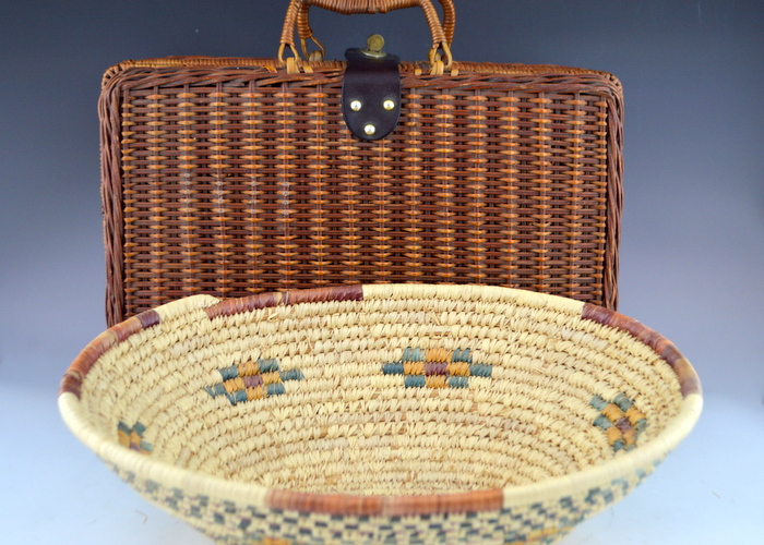 Hand Woven Grass Basket and Picnic Basket