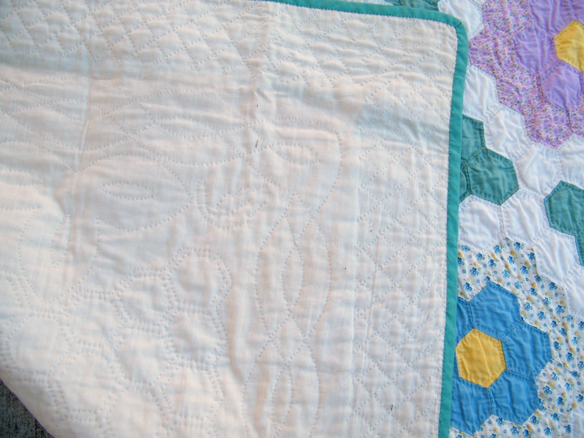 Vintage Grandmother's Flower Garden Quilt