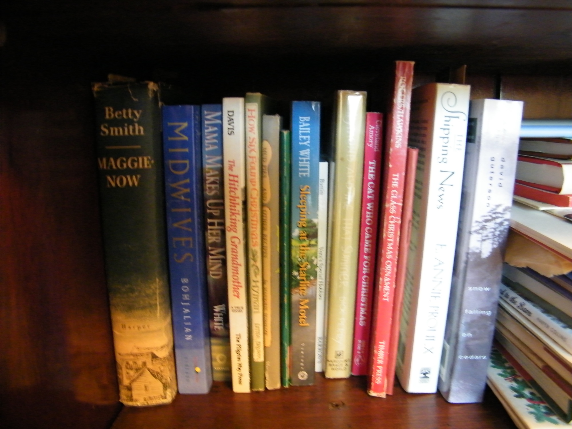 Two Shelves of Vintage, Tasha Tudor, and Modern Books