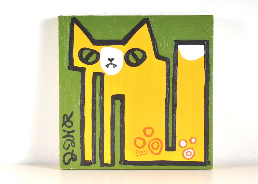 Original Acrylic Cat Painting by Jessica Roller