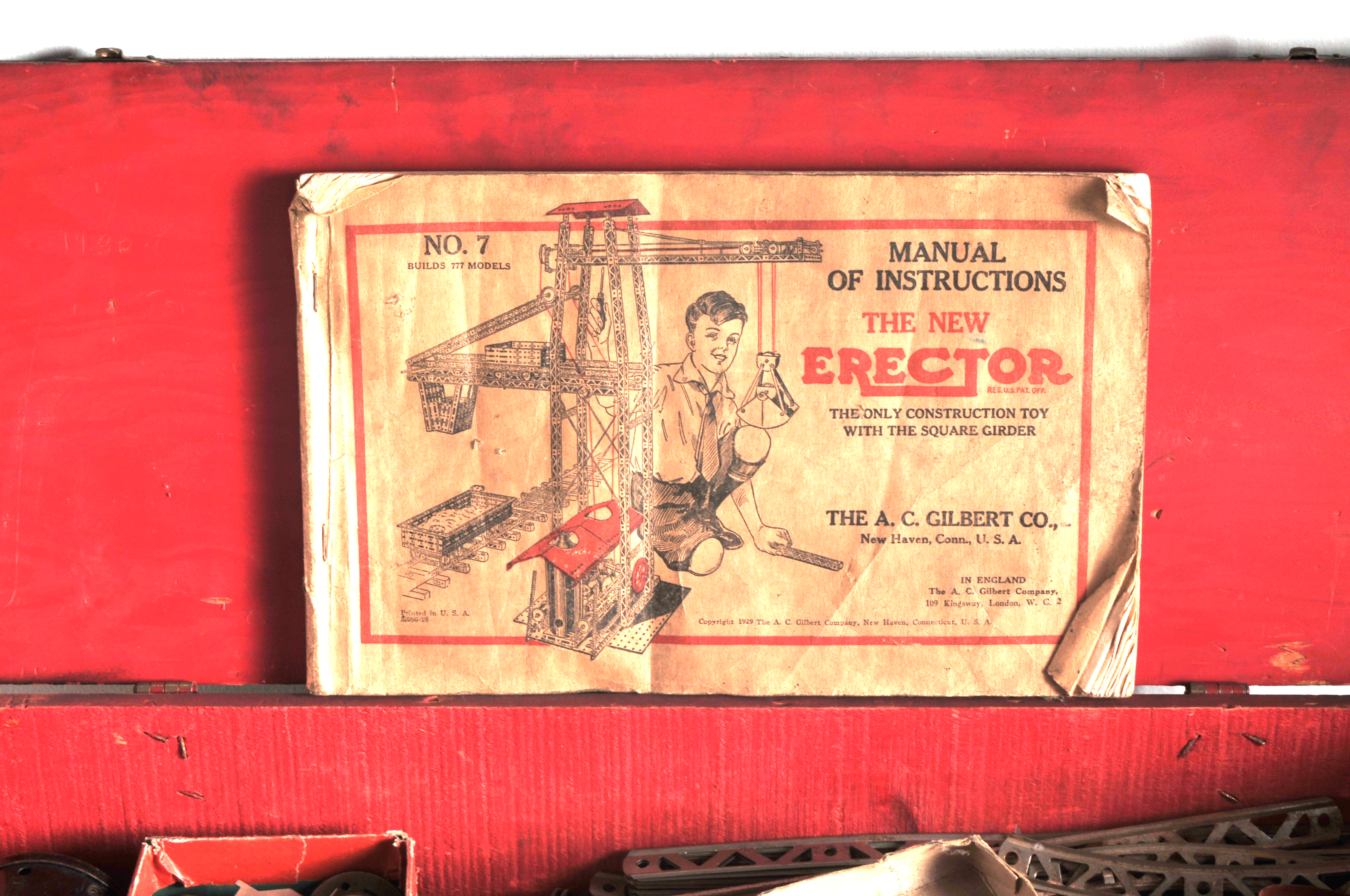 Vintage No. 7 Erector Set with Wooden Box