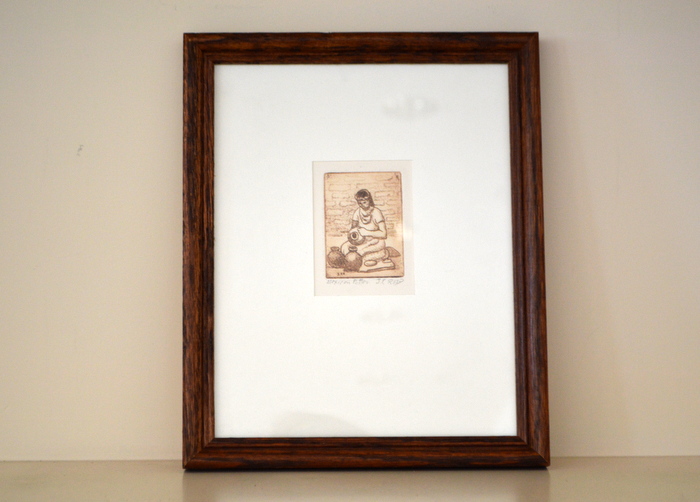 "Mexican Potter" Signed Etching by Jesse F. Reed