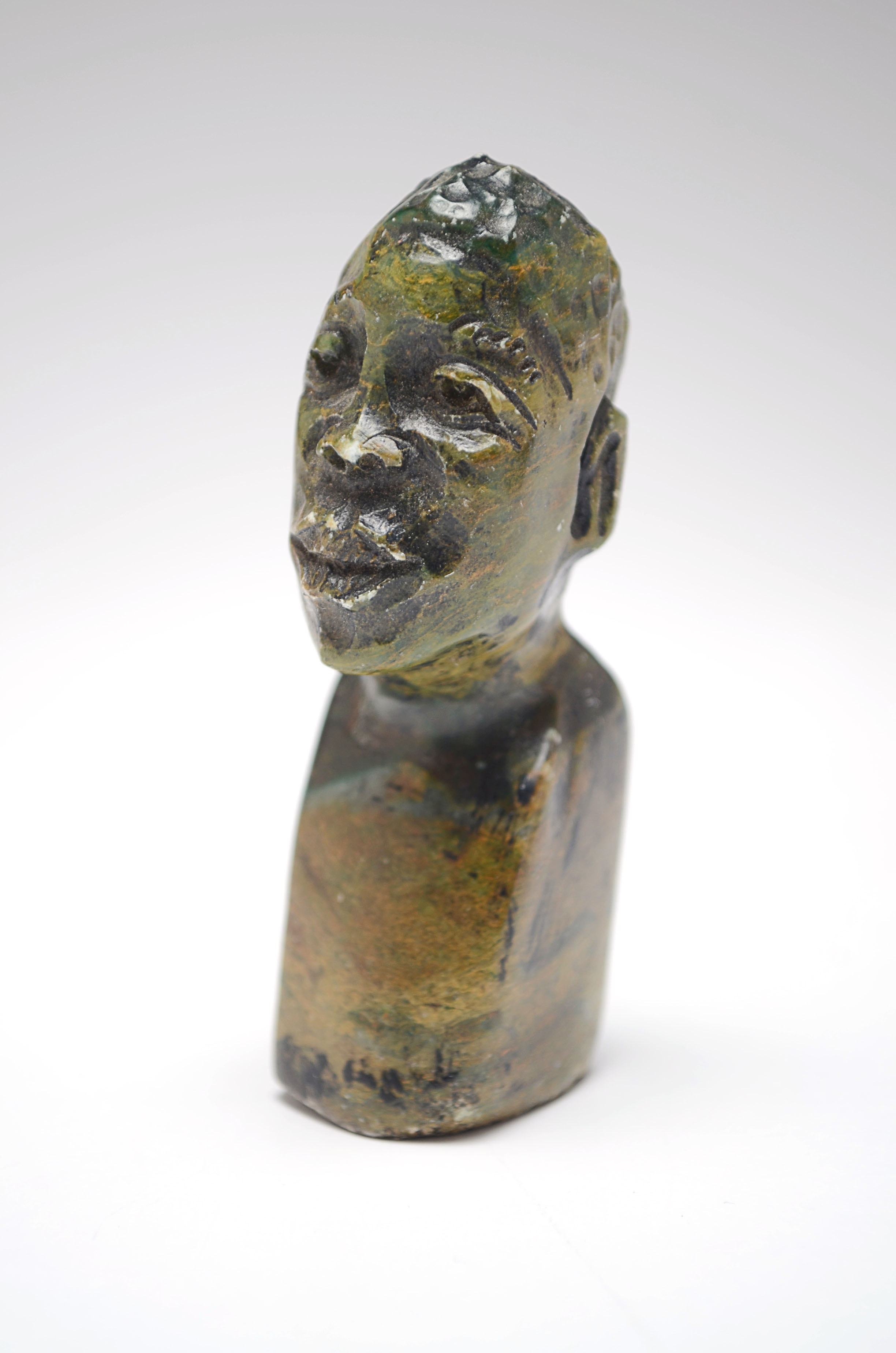 Two Handcarved Polished Natural Stone Miniature Busts of Nelson Mandela