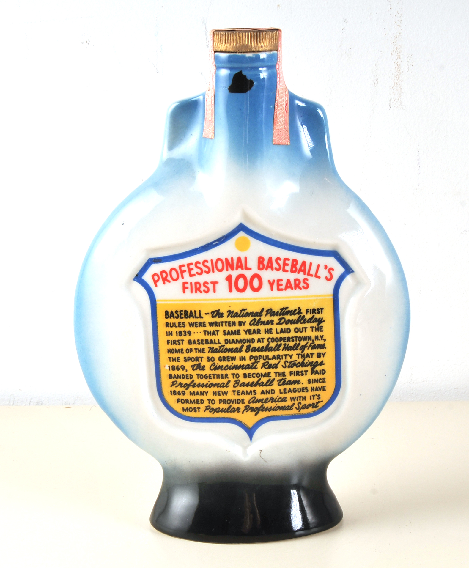 1969 Sealed Jim Beam Professional Baseball's "100" Years Whiskey Decanter 