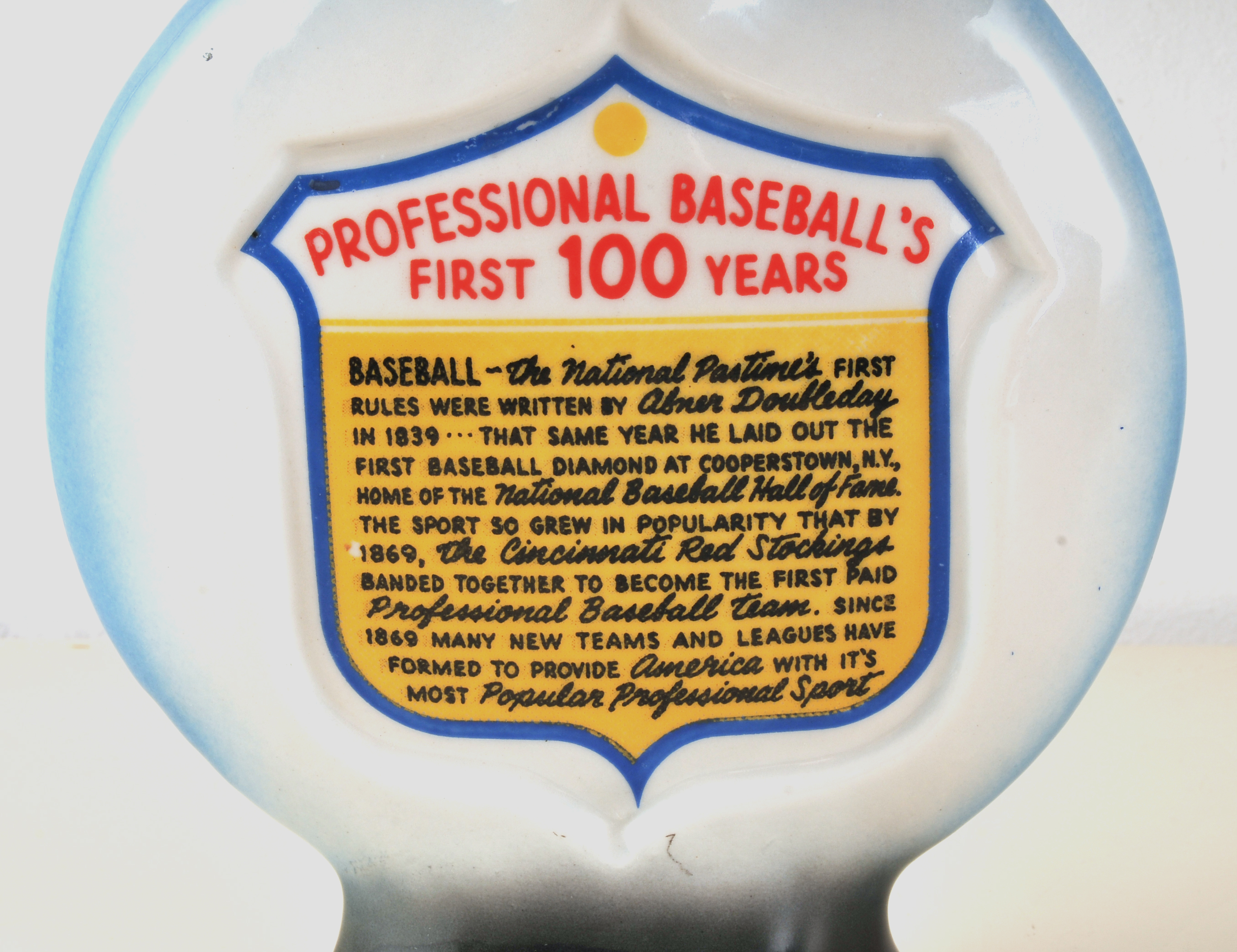 1969 Sealed Jim Beam Professional Baseball's "100" Years Whiskey Decanter 