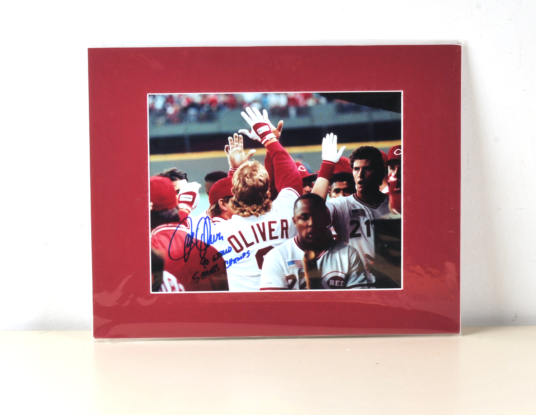 (2) Cincinnati Reds 1990 Photos/ Joe Oliver Autograph/ COA