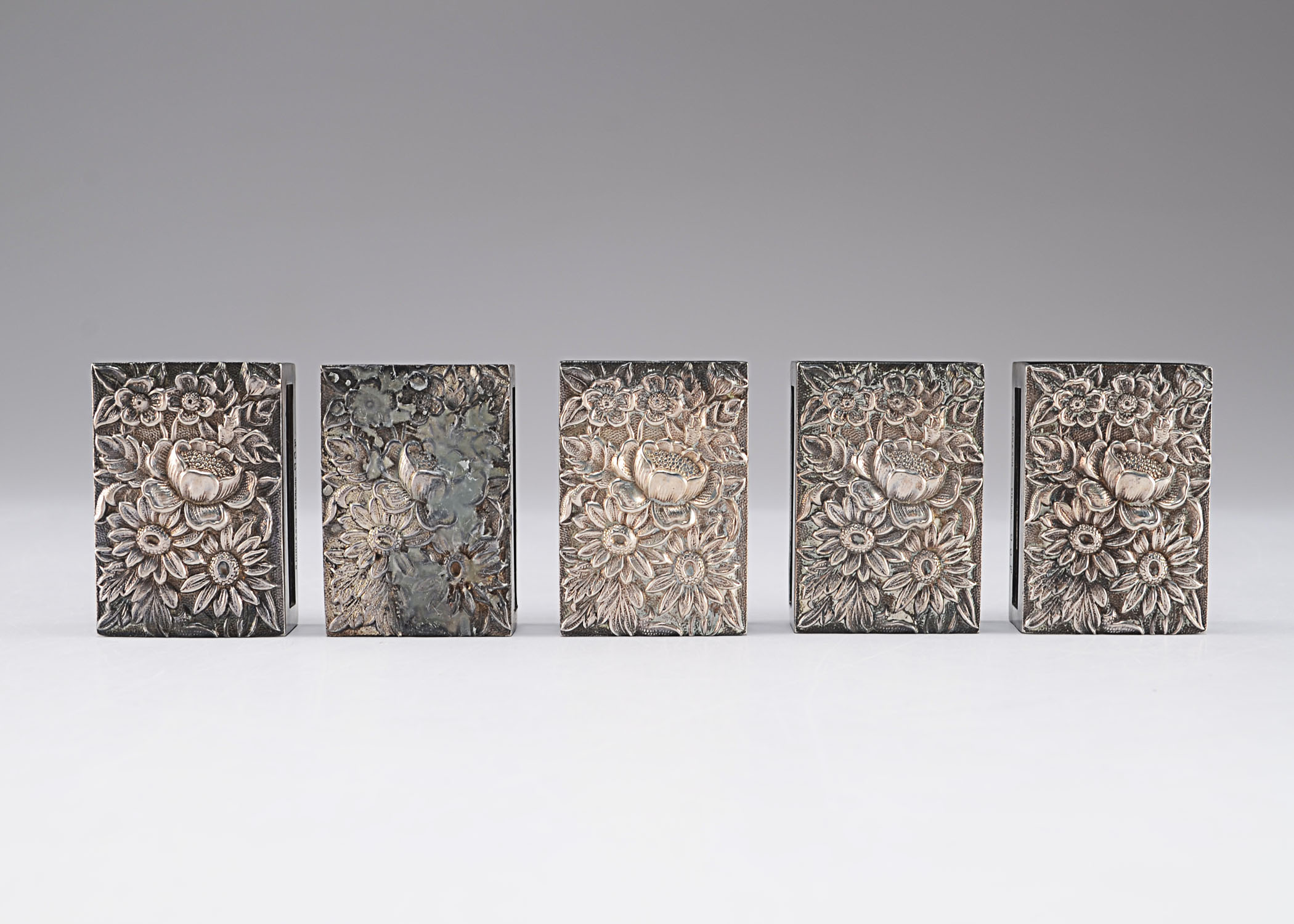 S. Kirk & Son Early 20th Century sterling Silver Repousse Match Case Frames 