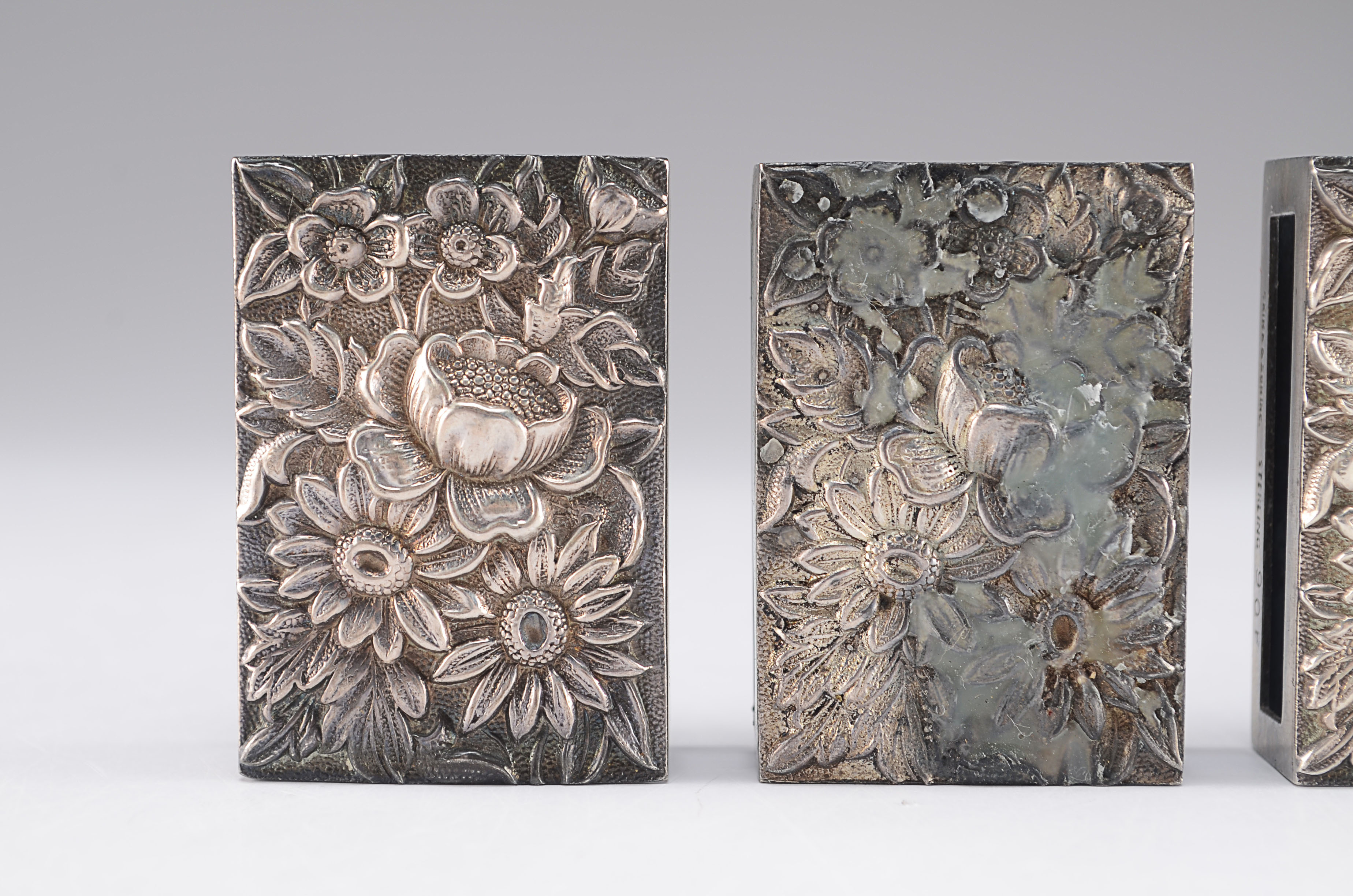 S. Kirk & Son Early 20th Century sterling Silver Repousse Match Case Frames 