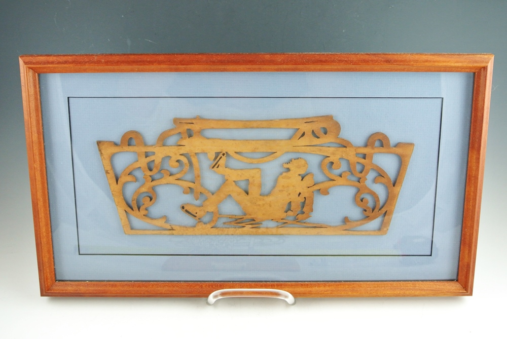 Antique Cut Wood  & Brass Cut Skaters