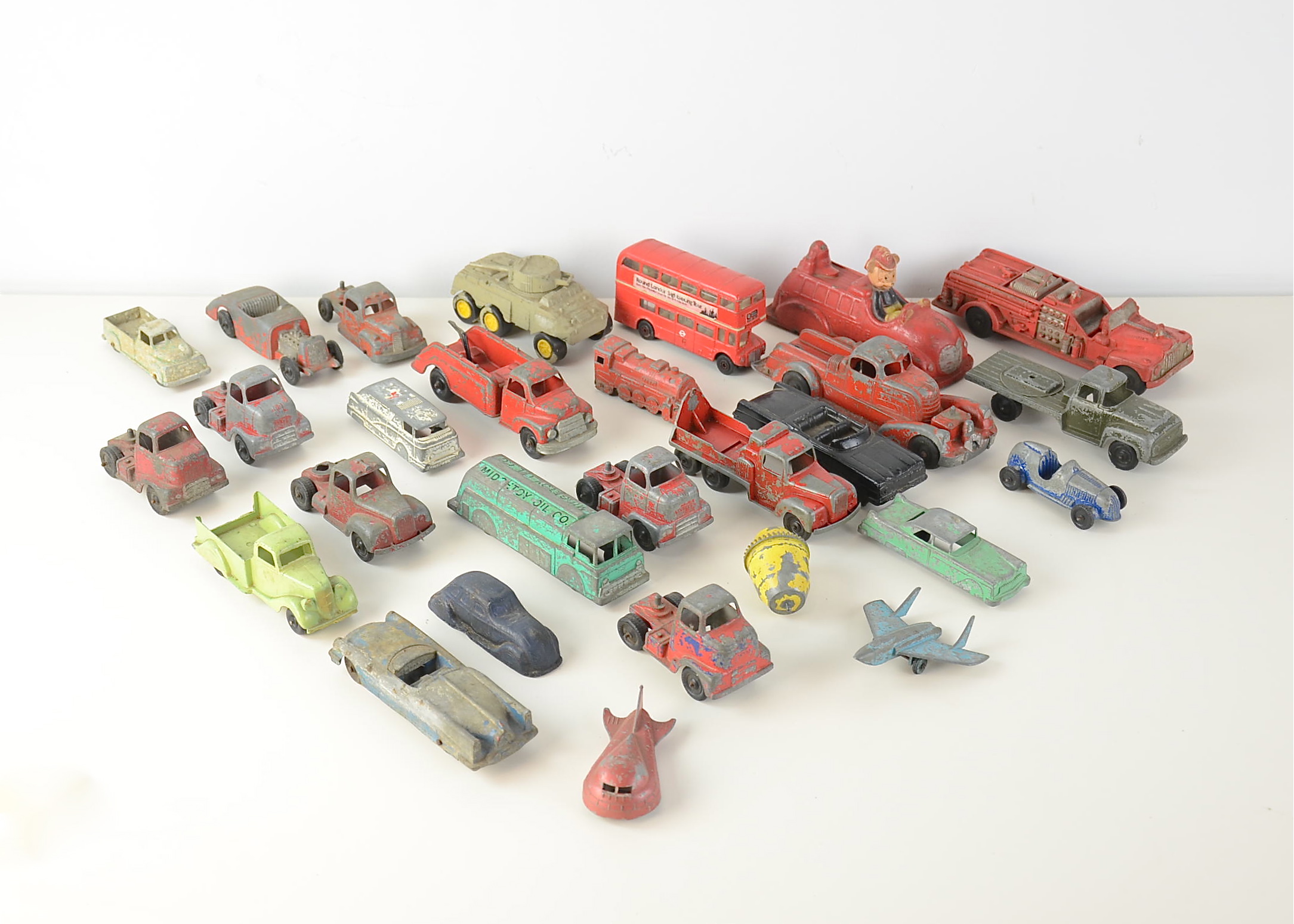 Box of Vintage Toy Trucks