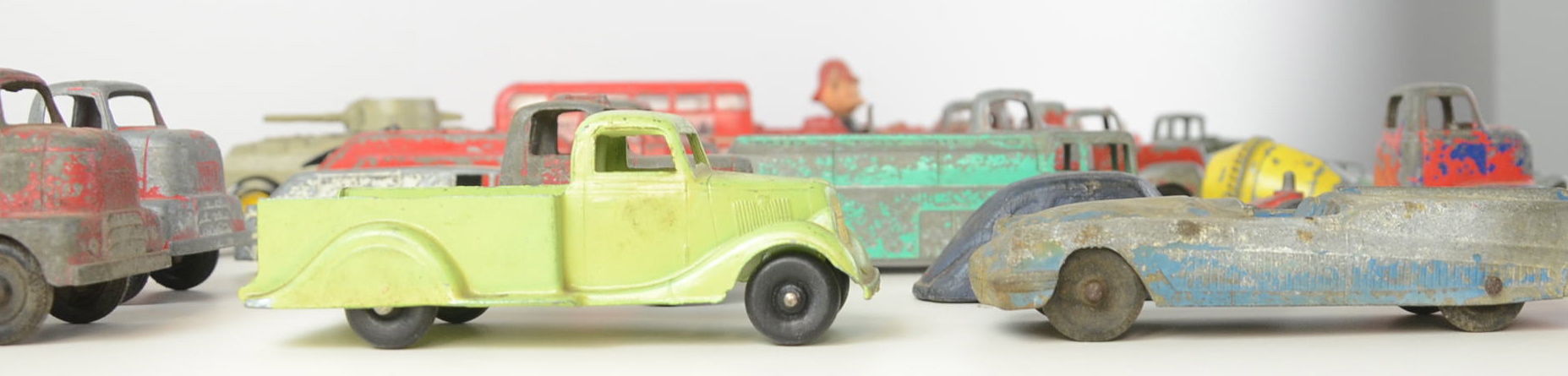 Box of Vintage Toy Trucks