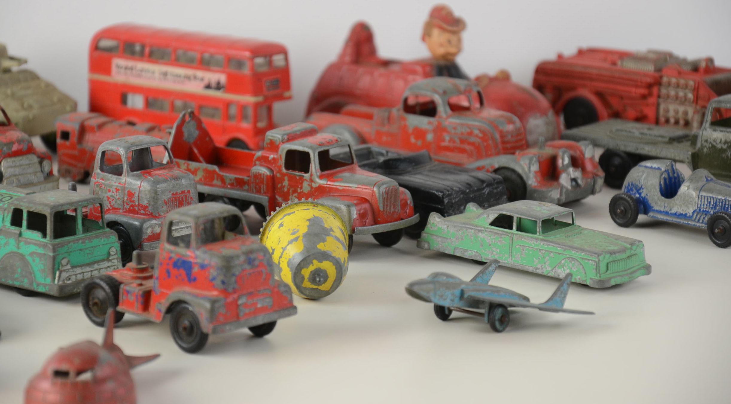 Box of Vintage Toy Trucks